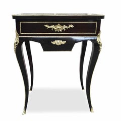 19th Century Napoleon III Dark Rosewood Side Table French Center Sewing Table