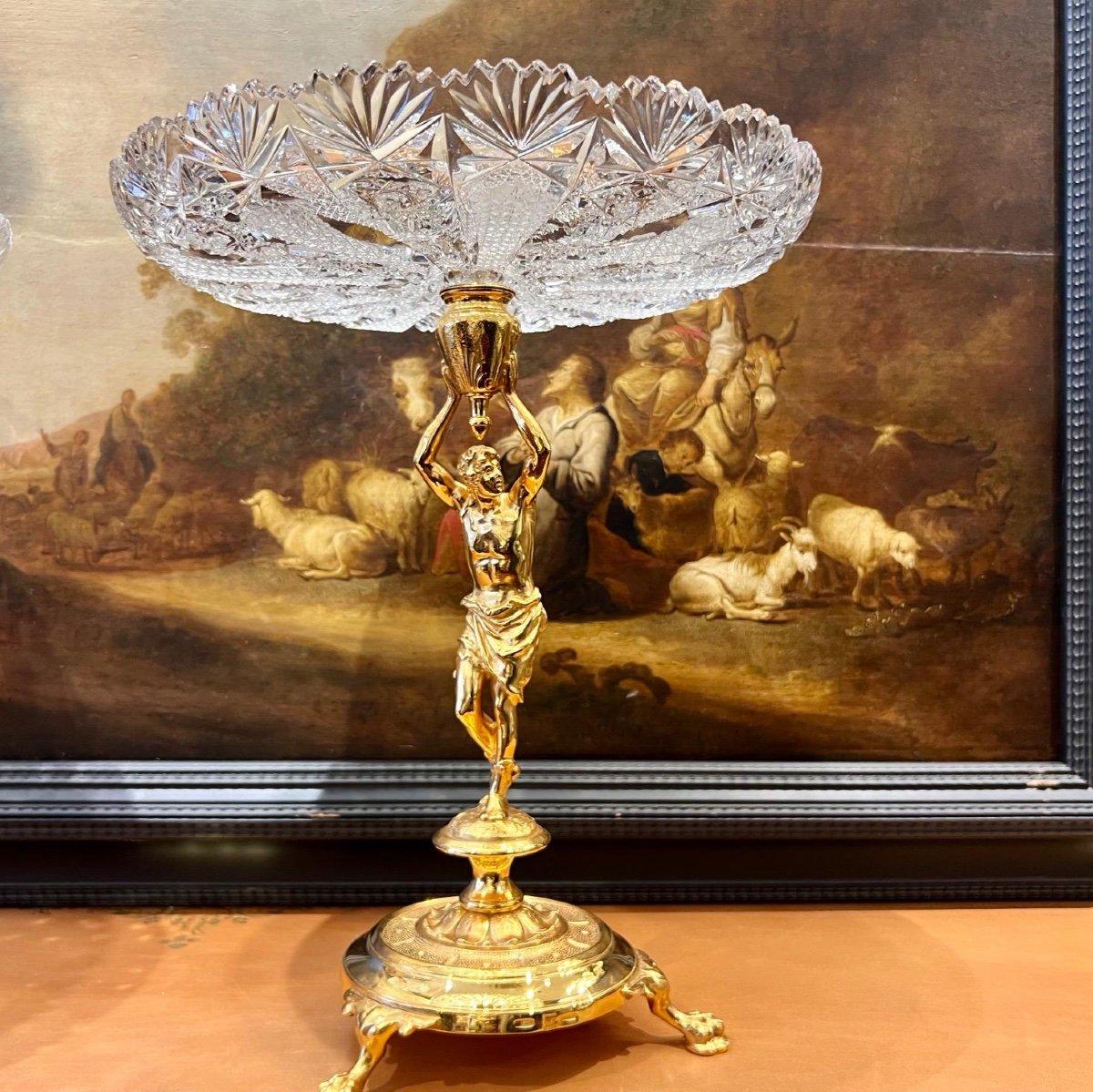 Dekorative Schale aus Kristall und vergoldeter Bronze aus Napoleon III.-Periode aus dem 19. Jahrhundert  im Angebot 6