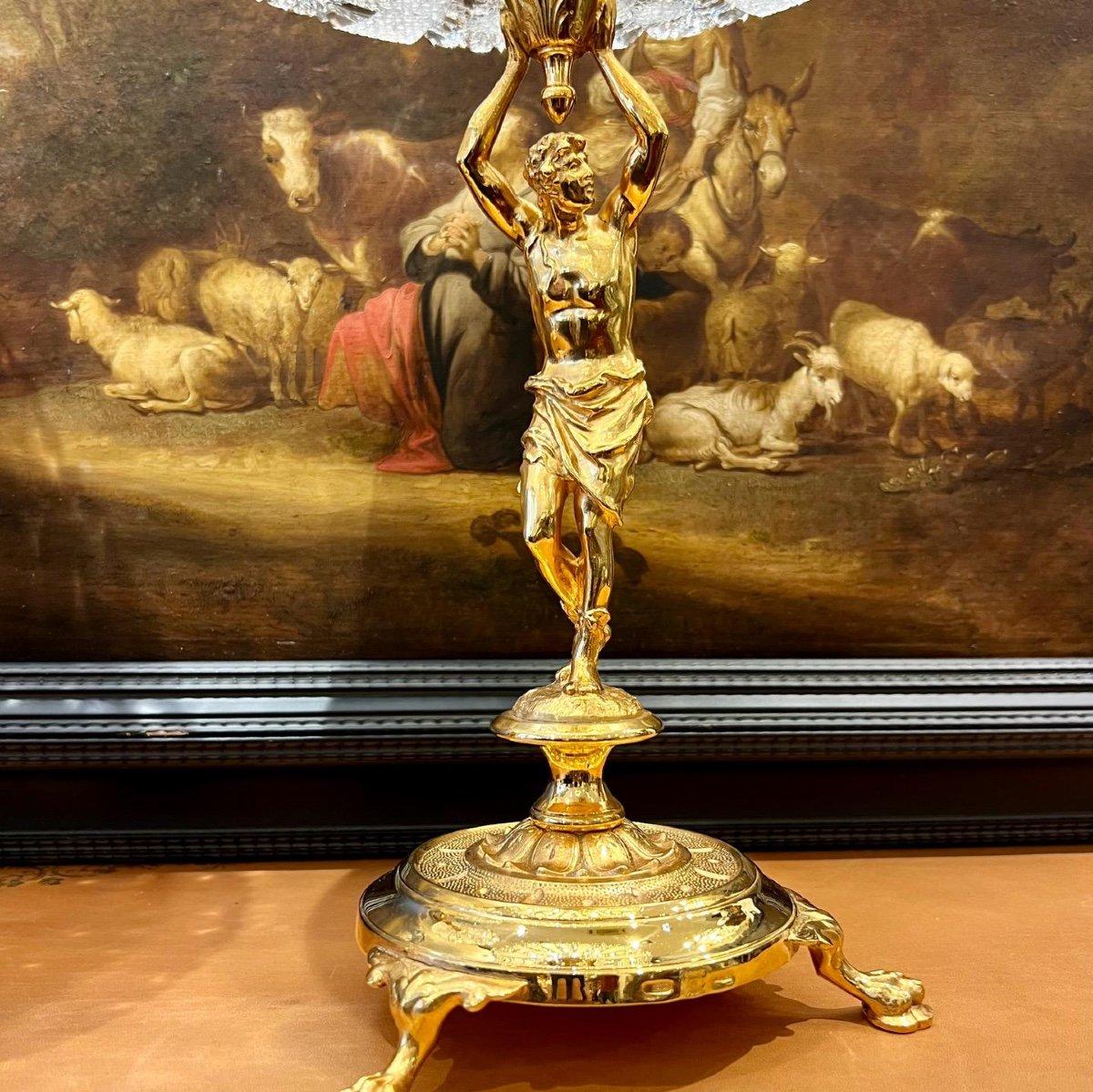 Bronze Coupe décorative Napoléon III du XIXe siècle en cristal et bronze doré  en vente