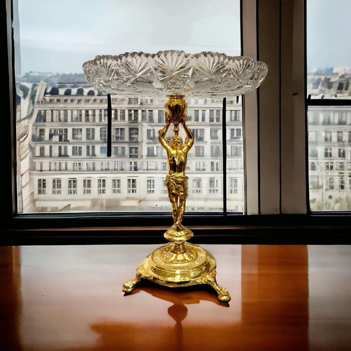 Coupe décorative Napoléon III du XIXe siècle en cristal et bronze doré  en vente 2
