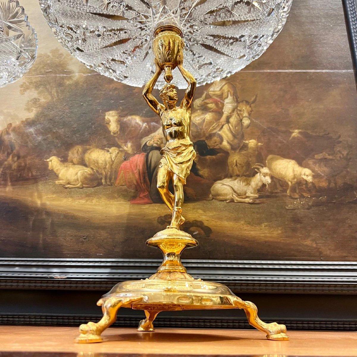 Dekorative Schale aus Kristall und vergoldeter Bronze aus Napoleon III.-Periode aus dem 19. Jahrhundert  im Angebot 4