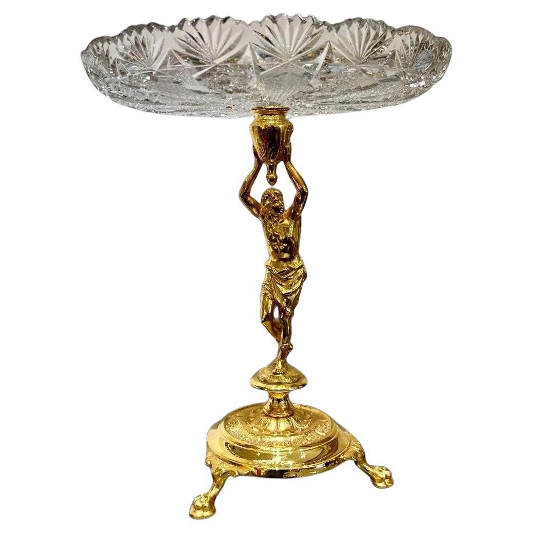 Coupe décorative Napoléon III du XIXe siècle en cristal et bronze doré  en vente