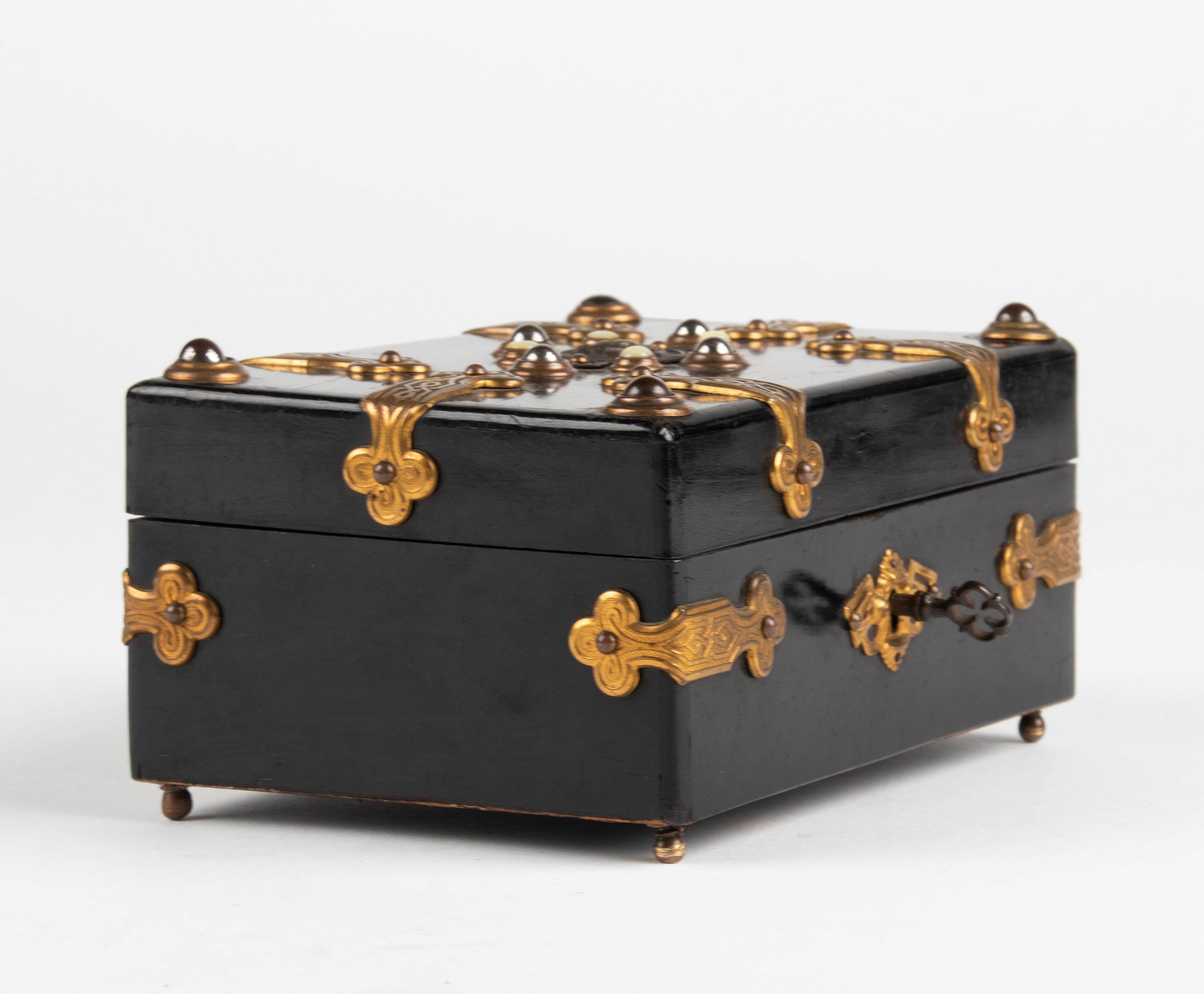 19th Century Napoleon III Decorative Box inlaid with Stones and Bronze Mounts 5