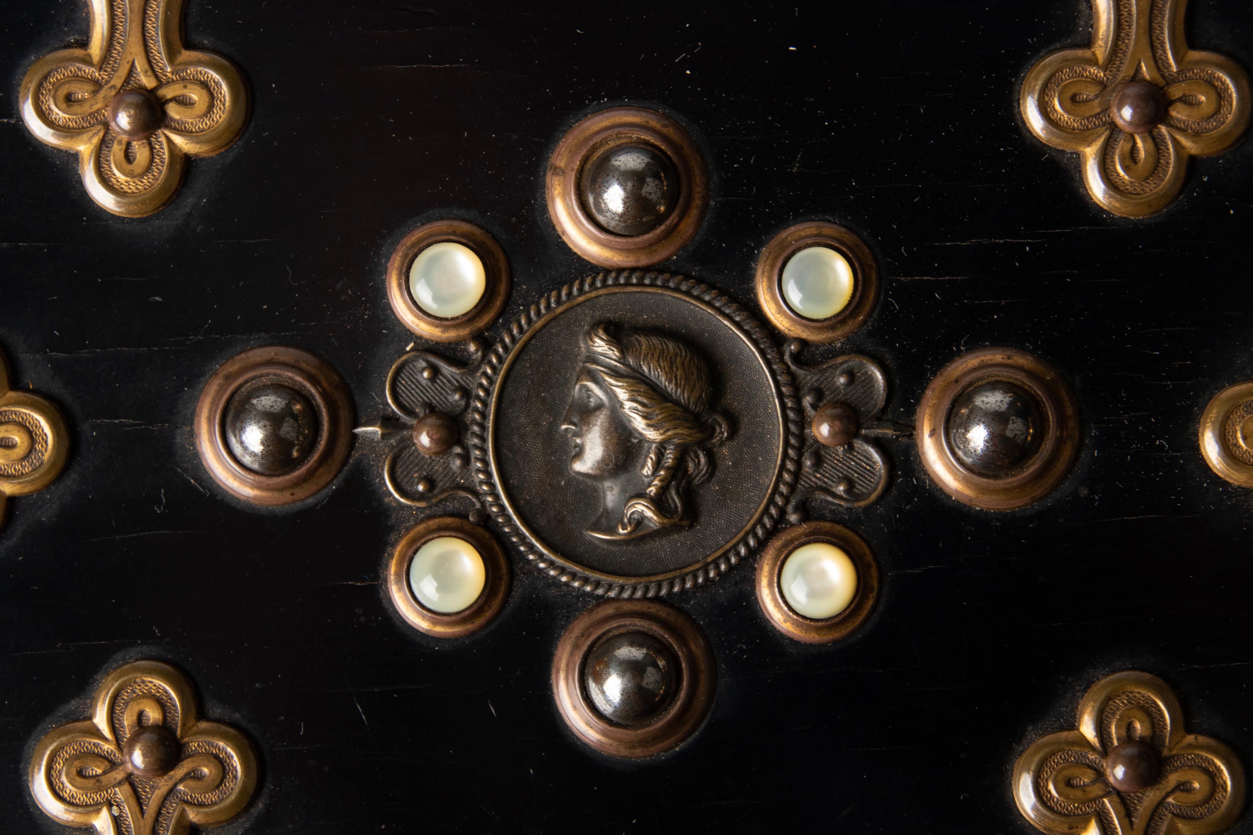 19th Century Napoleon III Decorative Box inlaid with Stones and Bronze Mounts 6