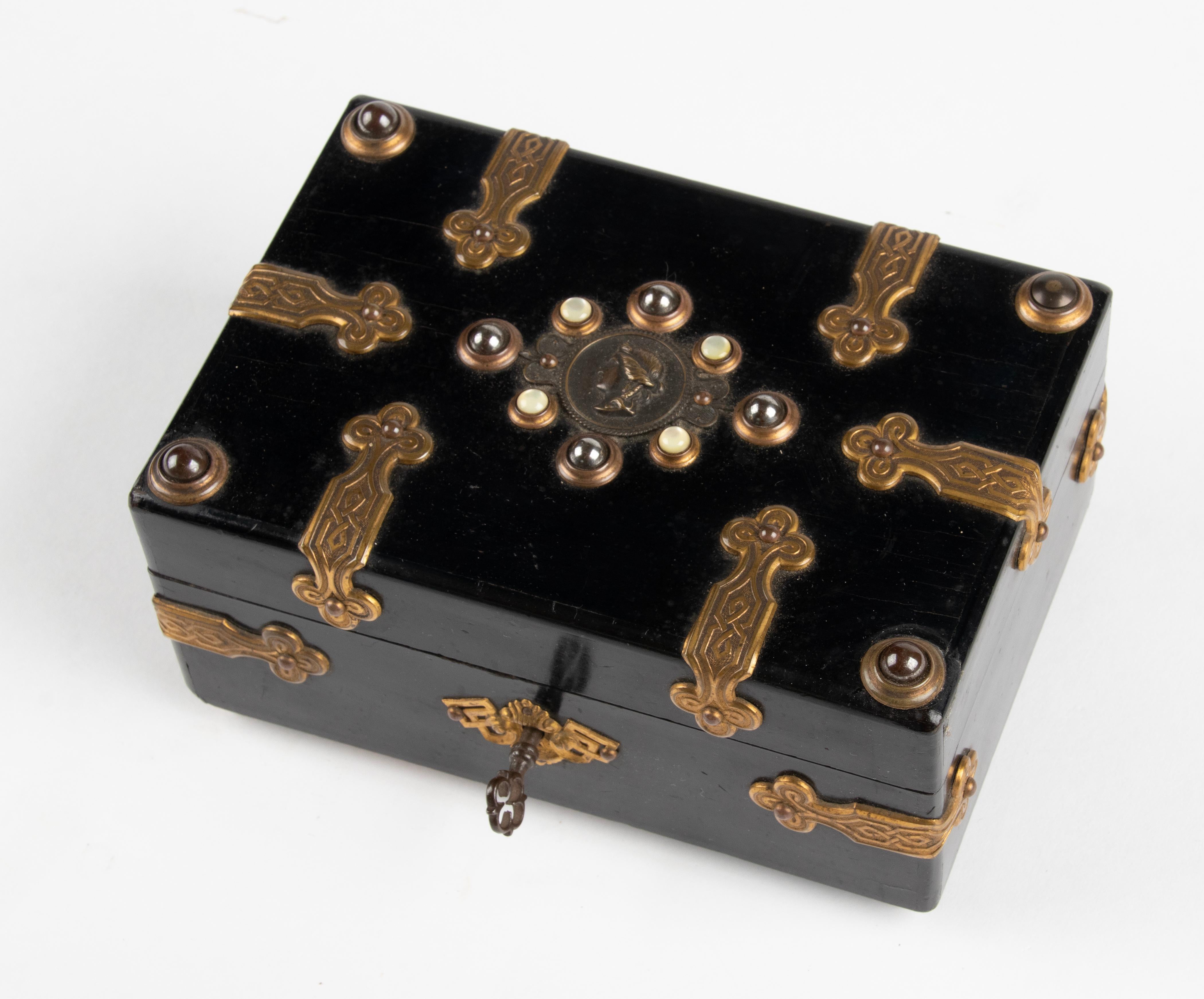 19th Century Napoleon III Decorative Box inlaid with Stones and Bronze Mounts 3