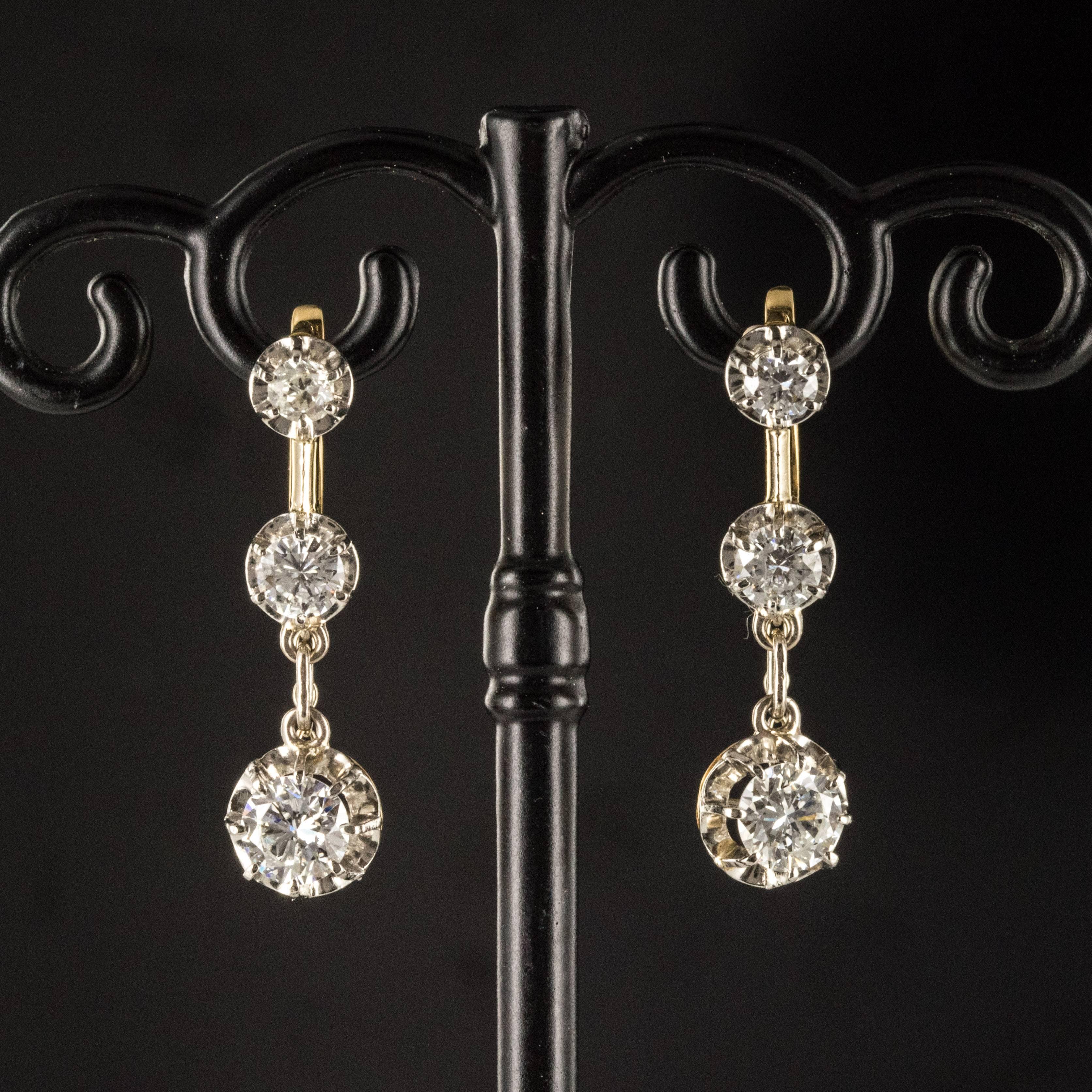 3 diamond dangle earrings