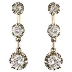 XIXe sicle Napolon III  Boucles d'oreilles pendantes en diamant