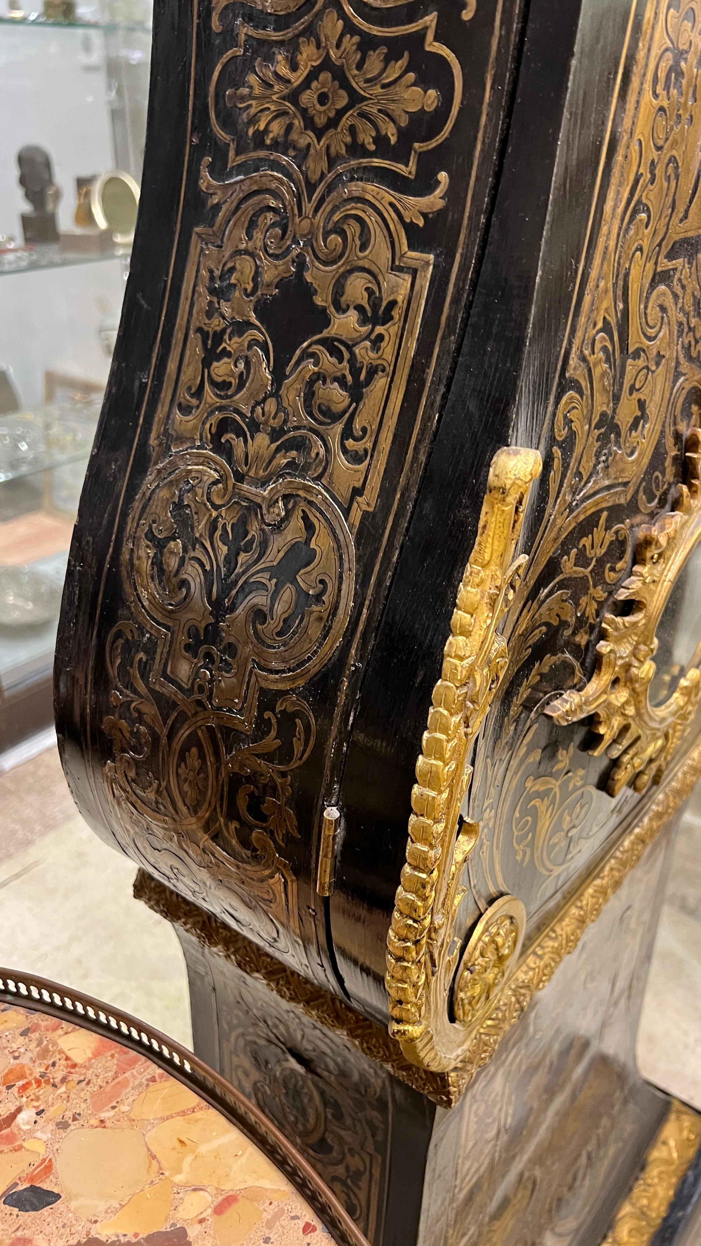 19th Century Napoleon III Ebonized Boulle Style Longcase Clock 7