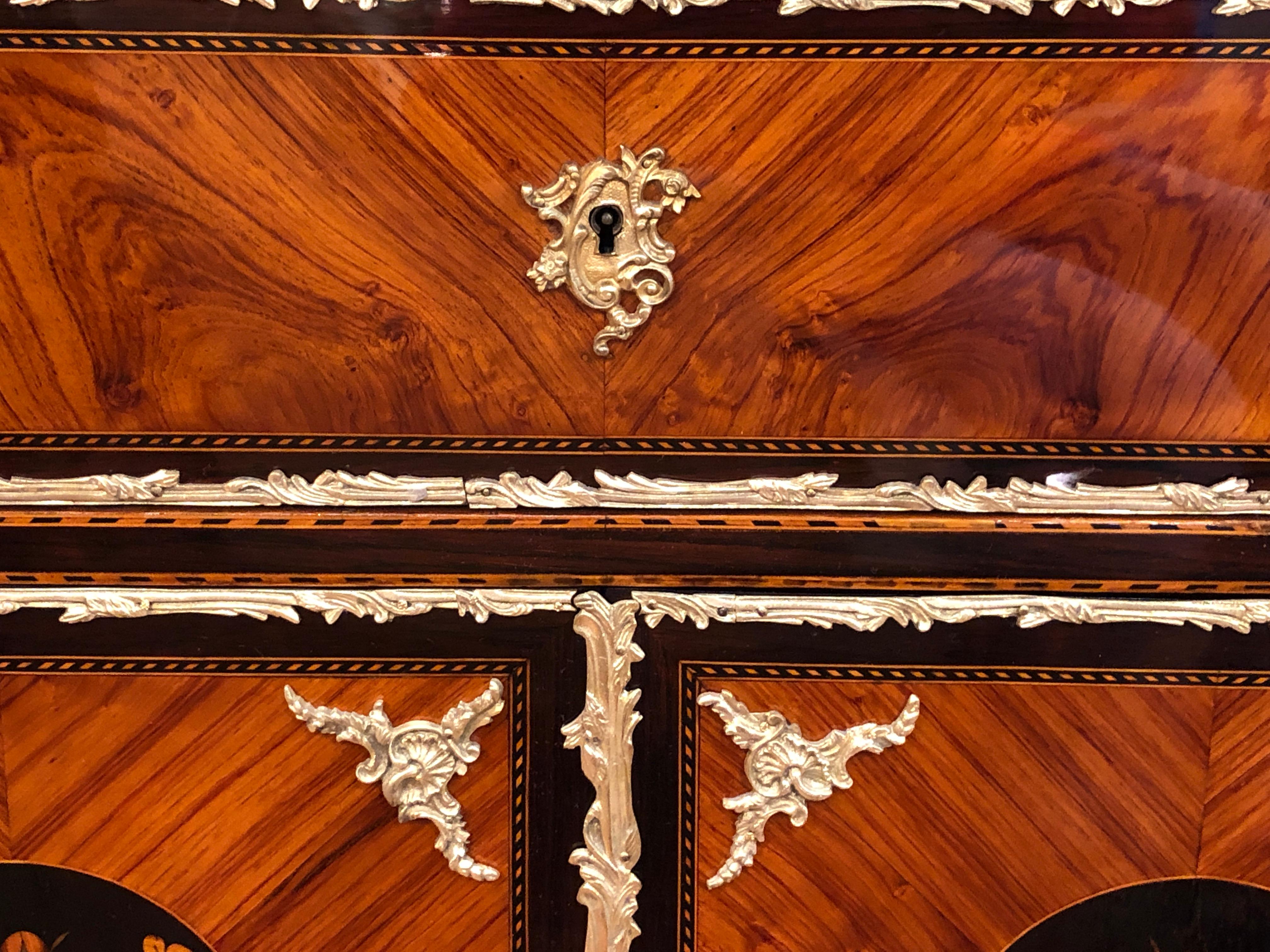 19th Century Napoleon III Ebony Rosewood Inlaid France Cabinet Desk, 1850s 3