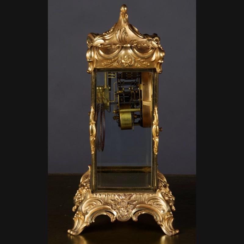 Bronze 19th Century Napoleon III Fire-Gilt Fireplace Clock For Sale