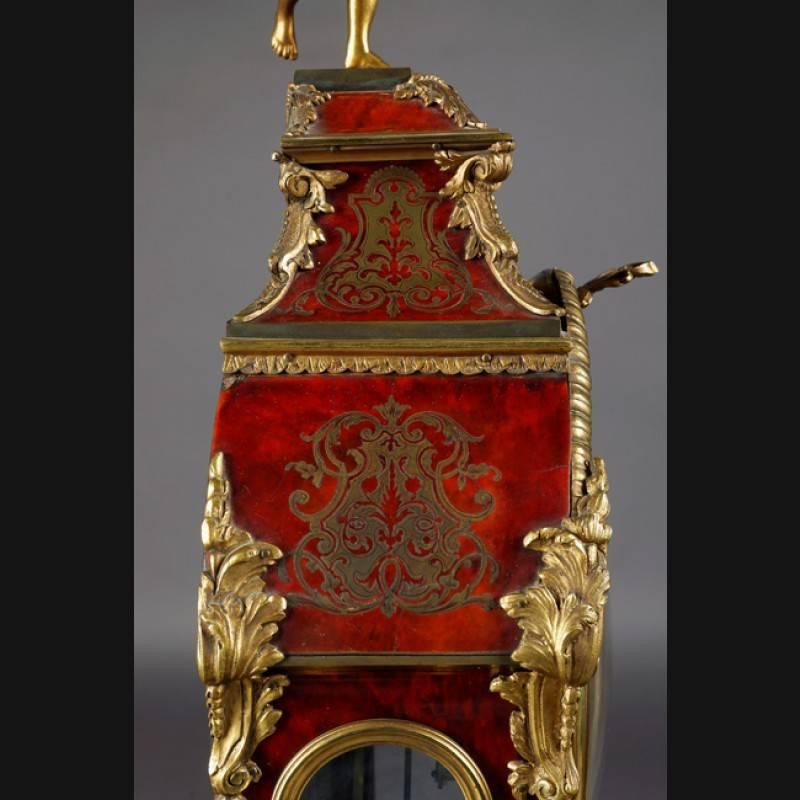 Bronze 19th Century Napoleon III Fireplace Boulle Clock Pendule For Sale