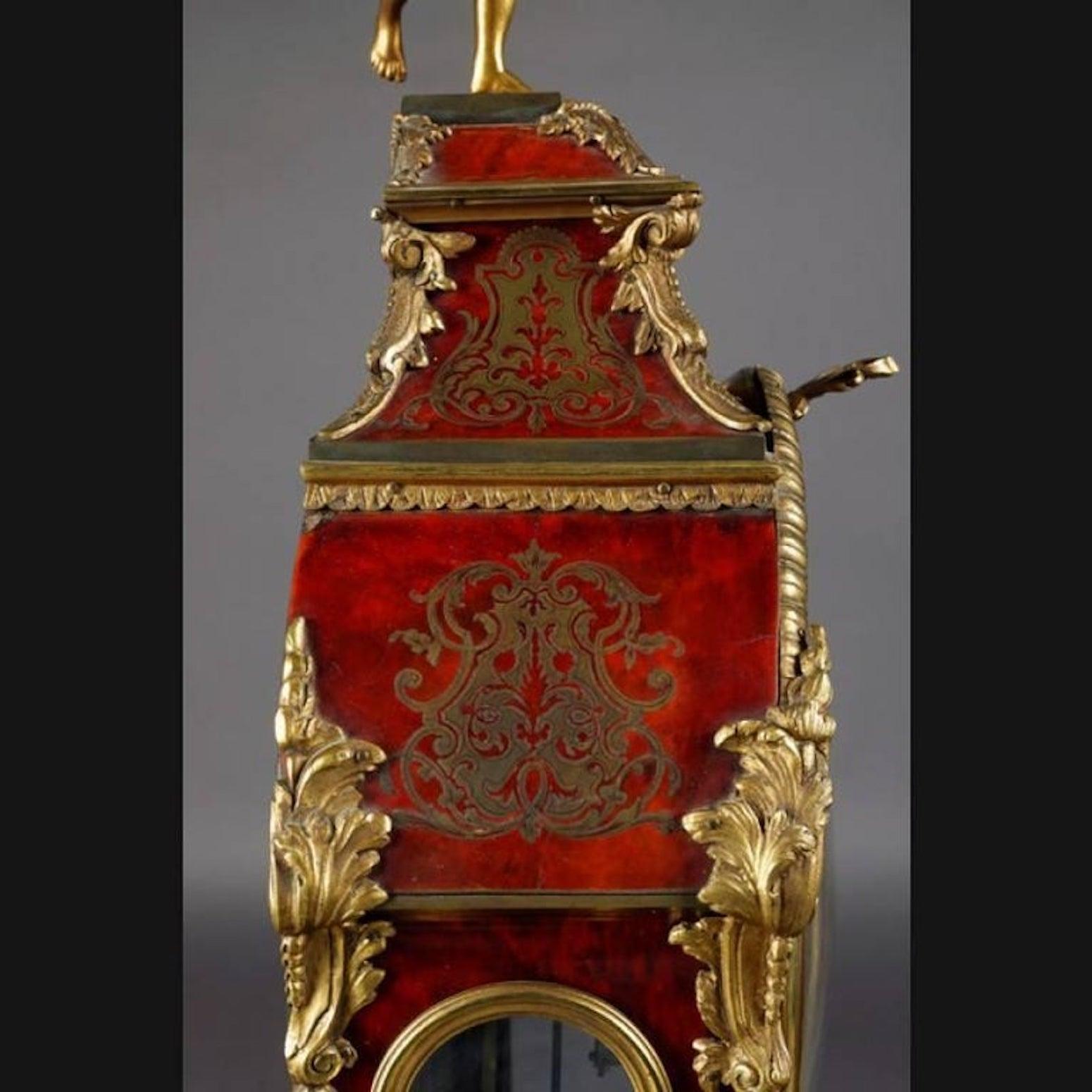 19th Century Napoleon III Fireplace Boulle Clock Pendule For Sale 4