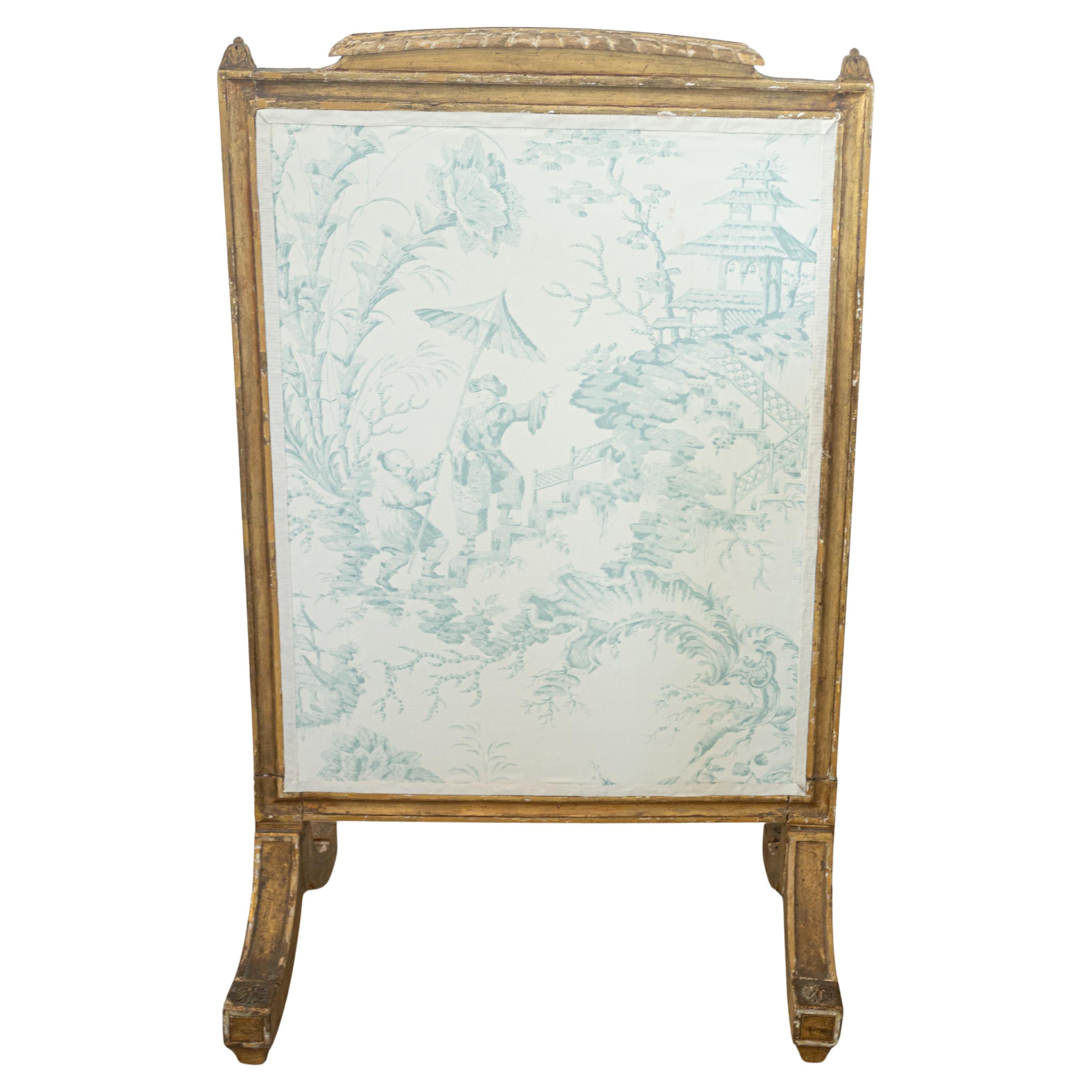 19th century Napoleon III Fireplace Screen with Scalamandre Toile Silk