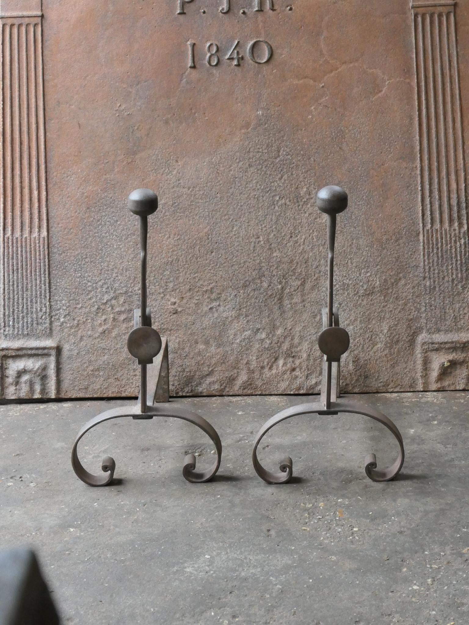 19th century French Napoleon III period andirons. The andirons are made of wrought iron and are in a good condition.

