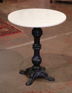 19th Century Napoleon III French Iron and Marble Bistrot Table