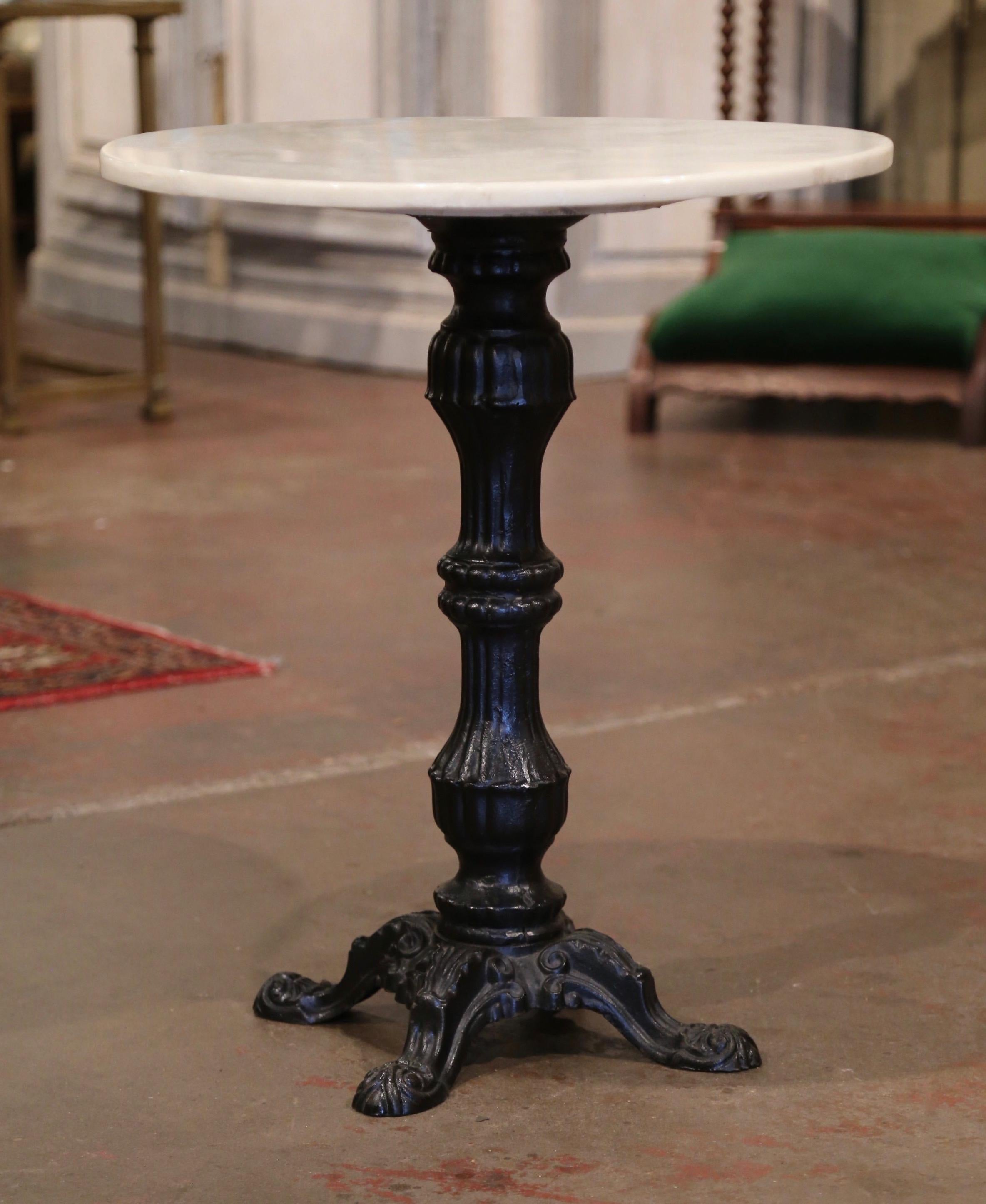 19th Century Napoleon III French Iron and Marble Bistrot Table In Excellent Condition In Dallas, TX