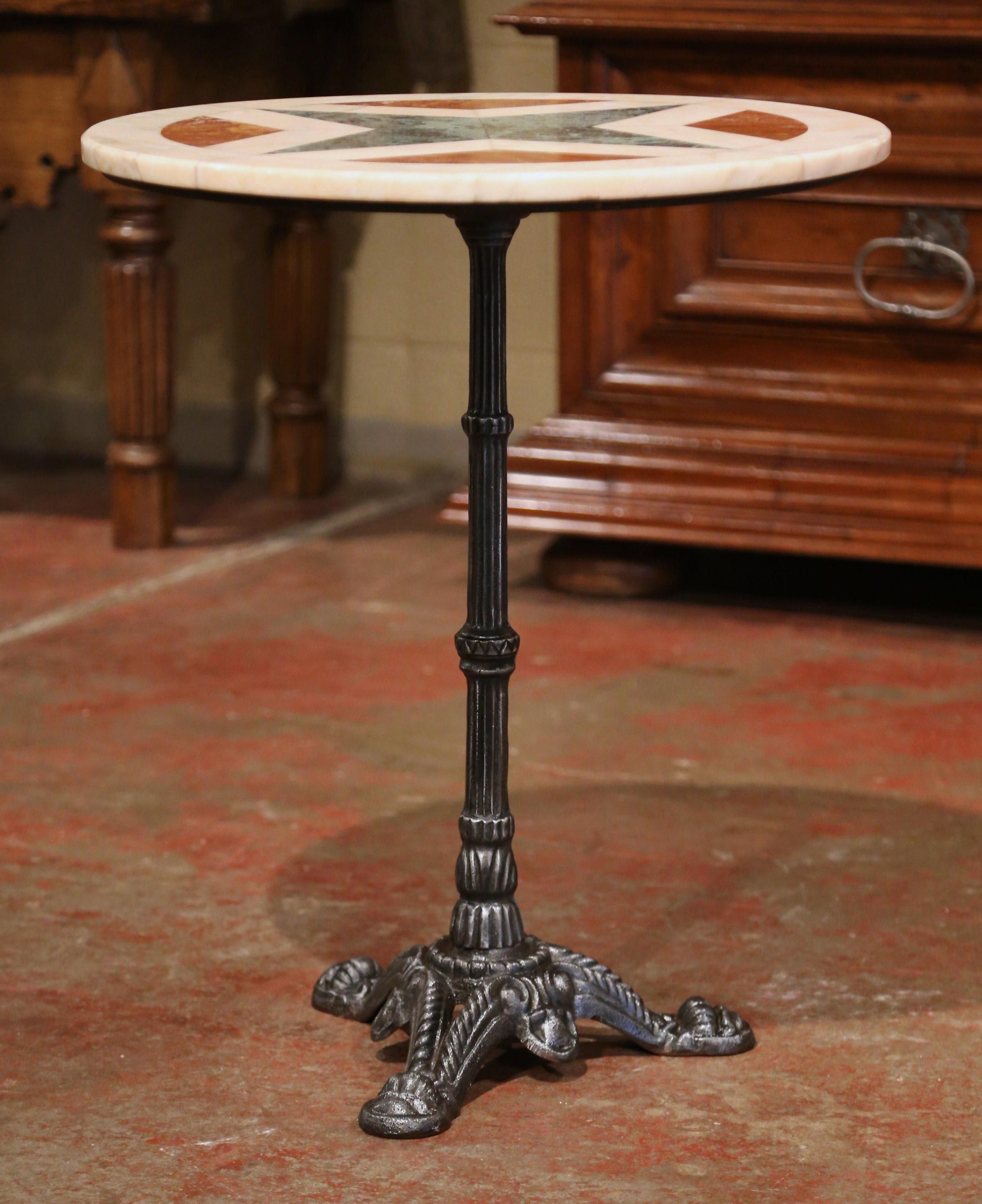 19th Century Napoleon III French Iron and Variegated Marble Gueridon Table 1