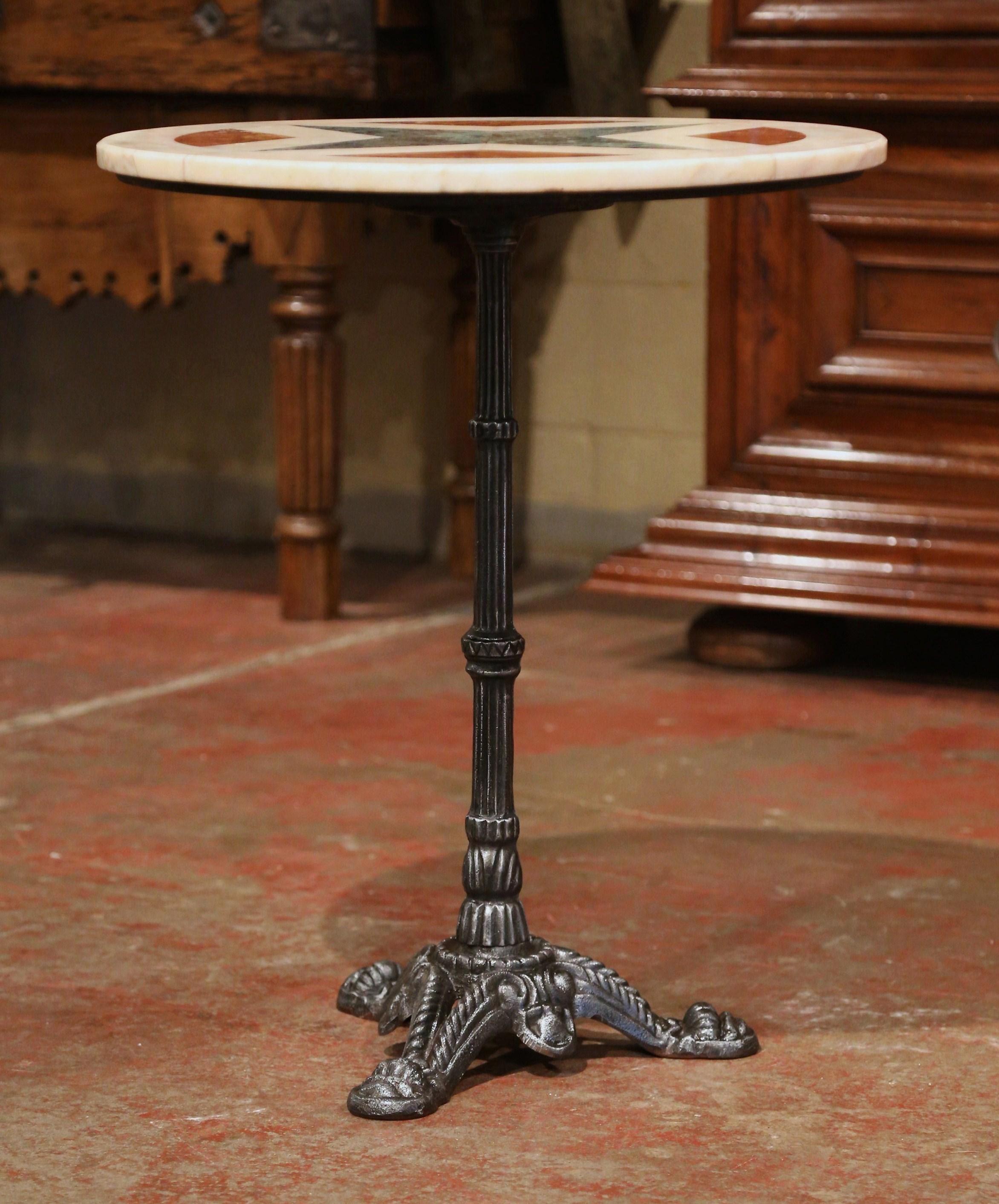 19th Century Napoleon III French Iron and Variegated Marble Gueridon Table 2