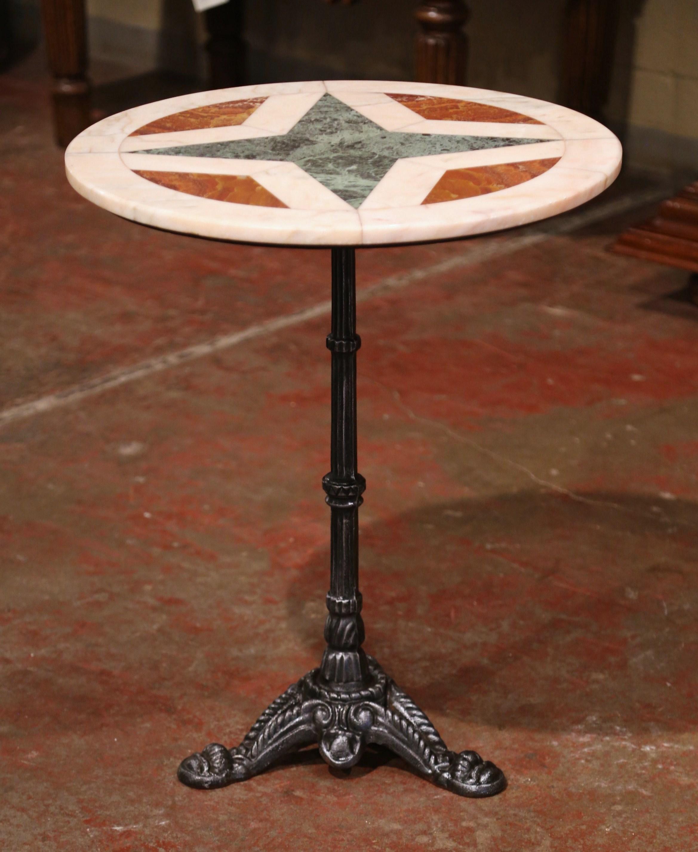 19th Century Napoleon III French Iron and Variegated Marble Gueridon Table 4