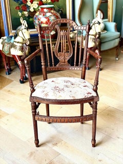 19th Century Napoleon III French Lyre Back Armchair