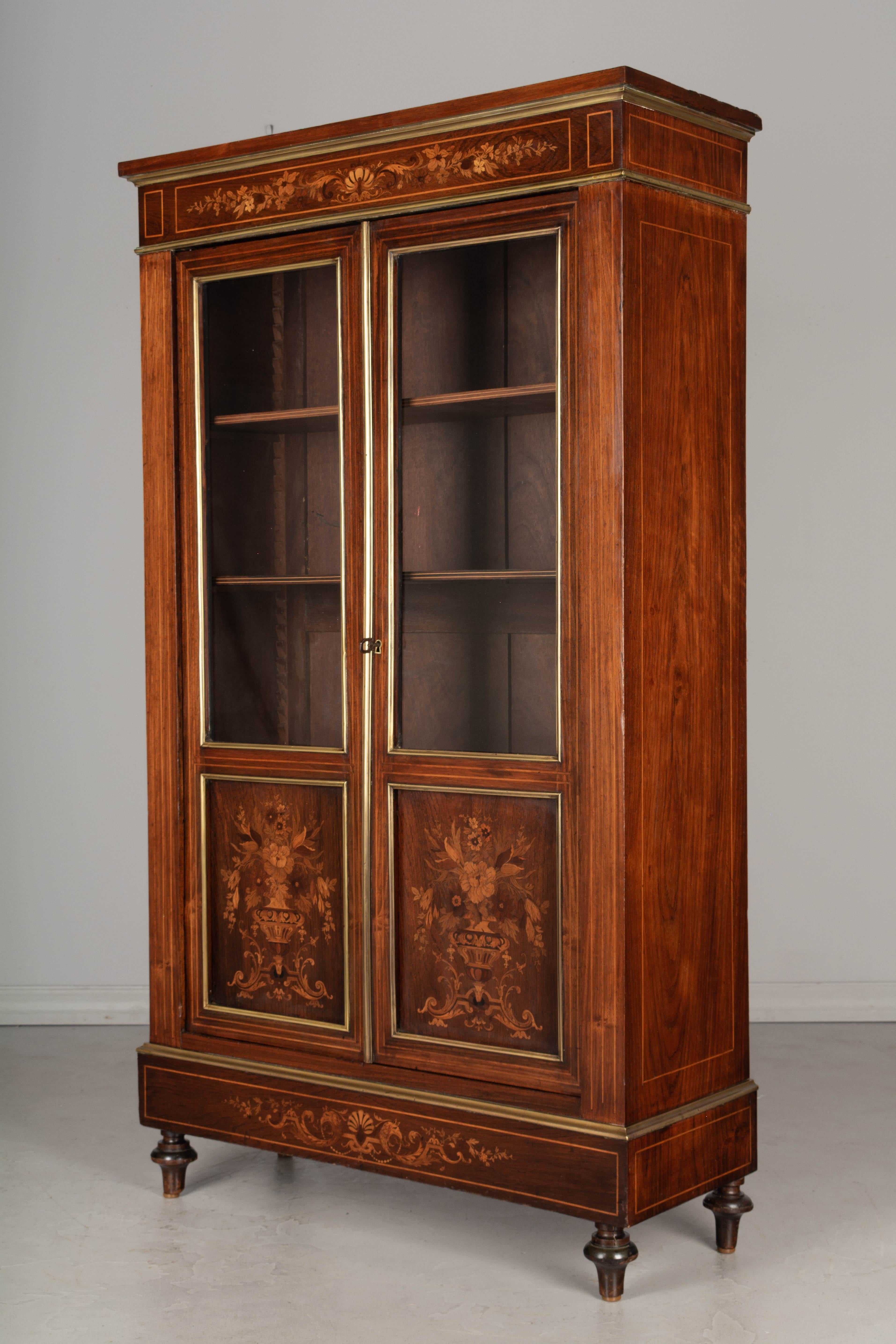 19th Century Napoleon III French Marquetry Vitrine For Sale at 1stDibs