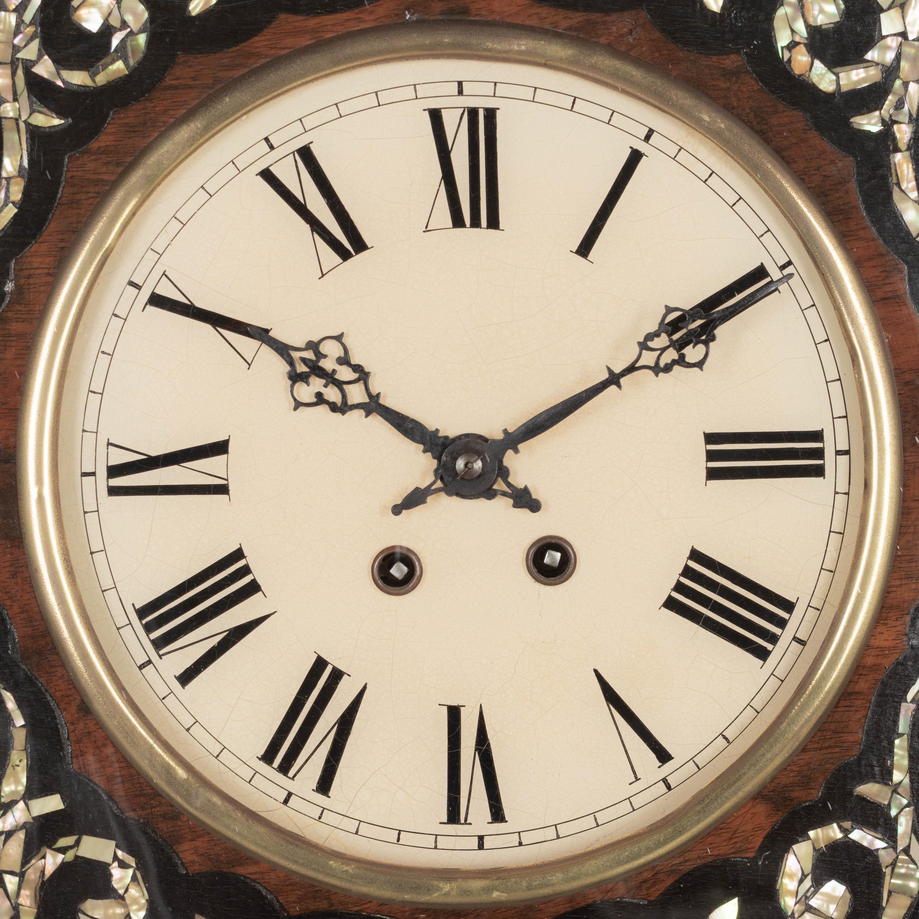 Ebonized 19th Century Napoleon III French Wall Clock For Sale