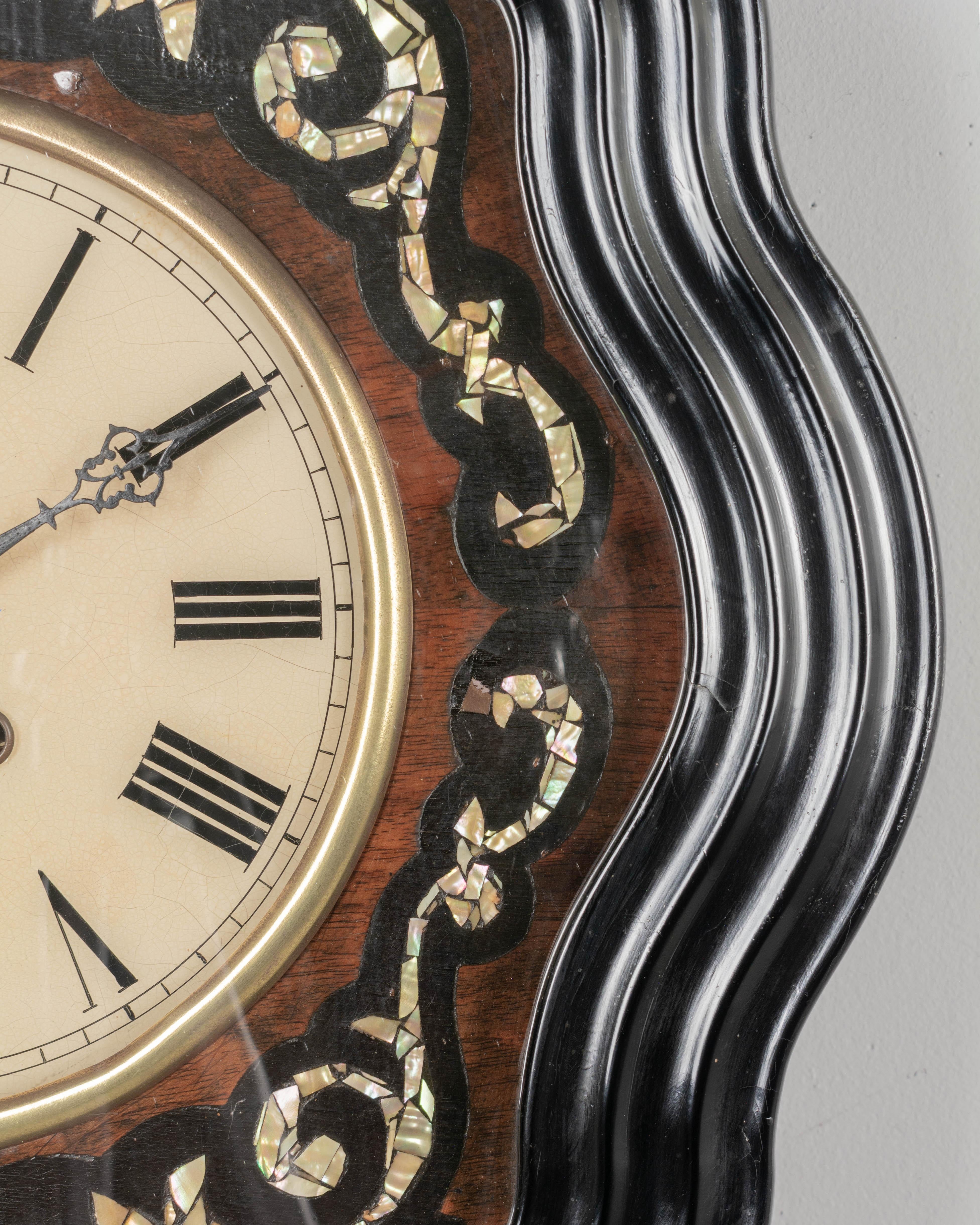Brass 19th Century Napoleon III French Wall Clock For Sale