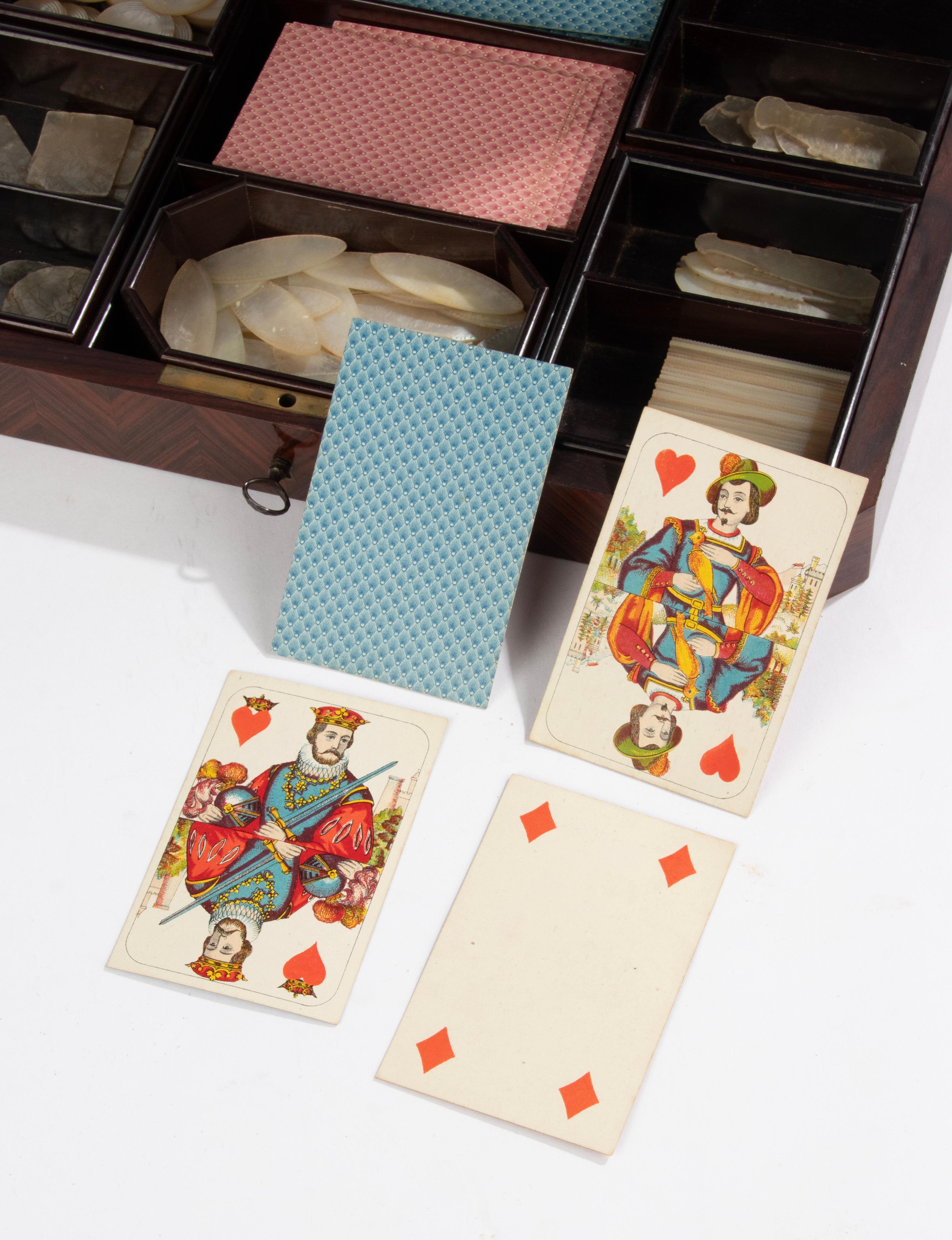 19. Jahrhundert Napoleon III Spiel-Box mit Wurzelholz und Messing im Angebot 5