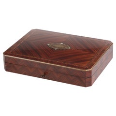 19th Century Napoleon III Game Box with Burl Wood and Brass