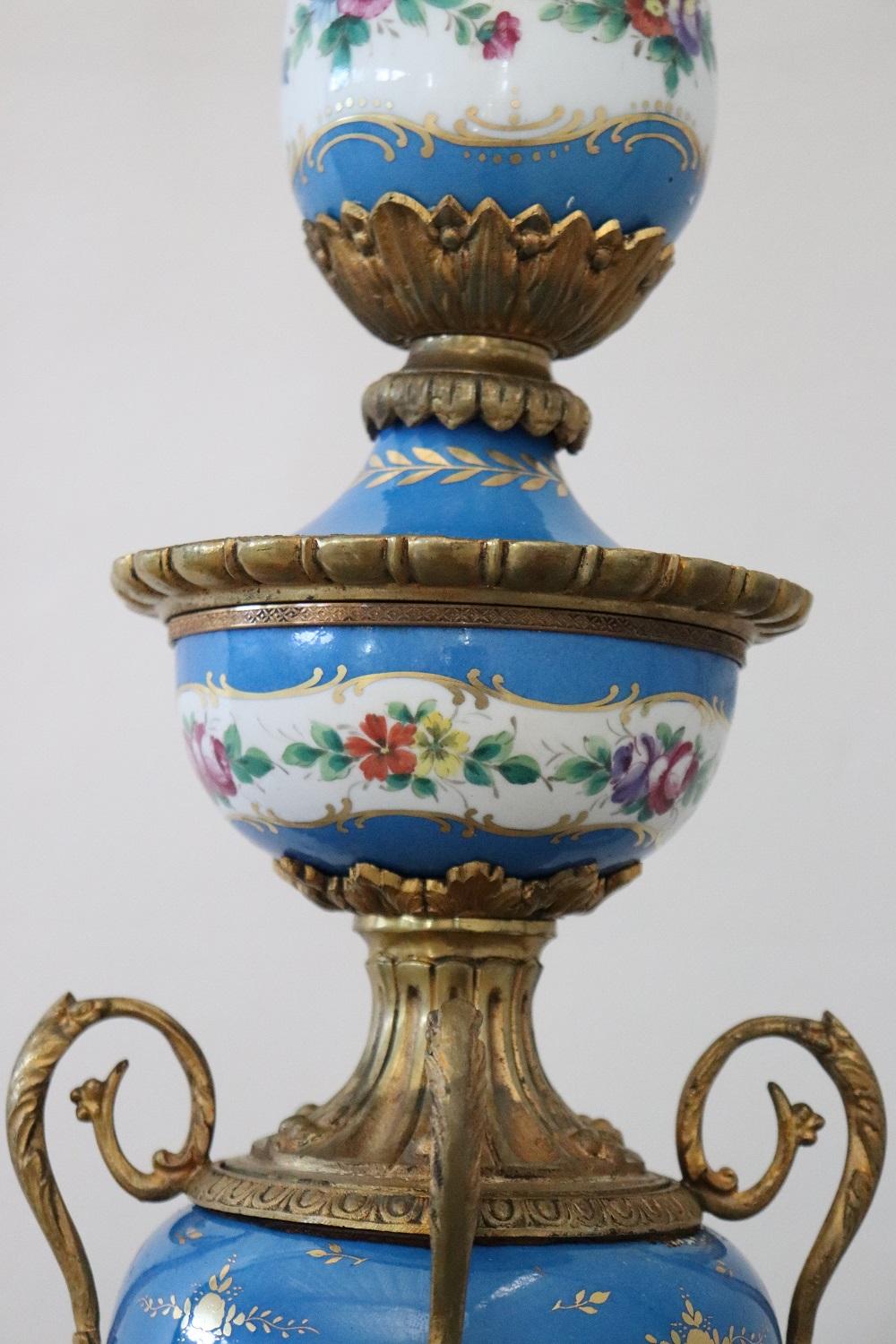 Late 19th Century 19th Century Napoleon III Gilded Bronze and Sevres Porcelain Antique Chandelier