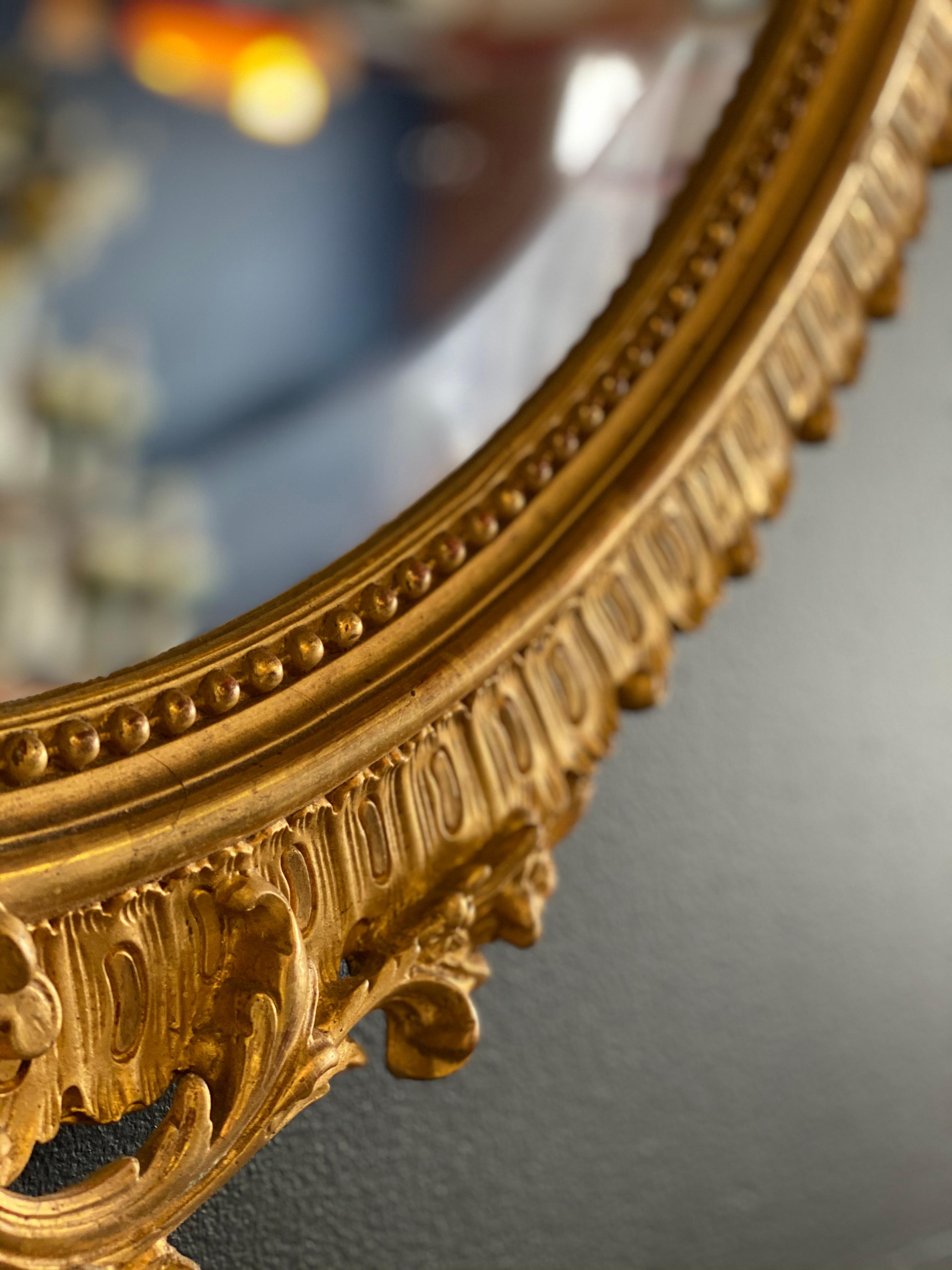 French 19th Century Napoleon III Gilded Oval Mirror For Sale