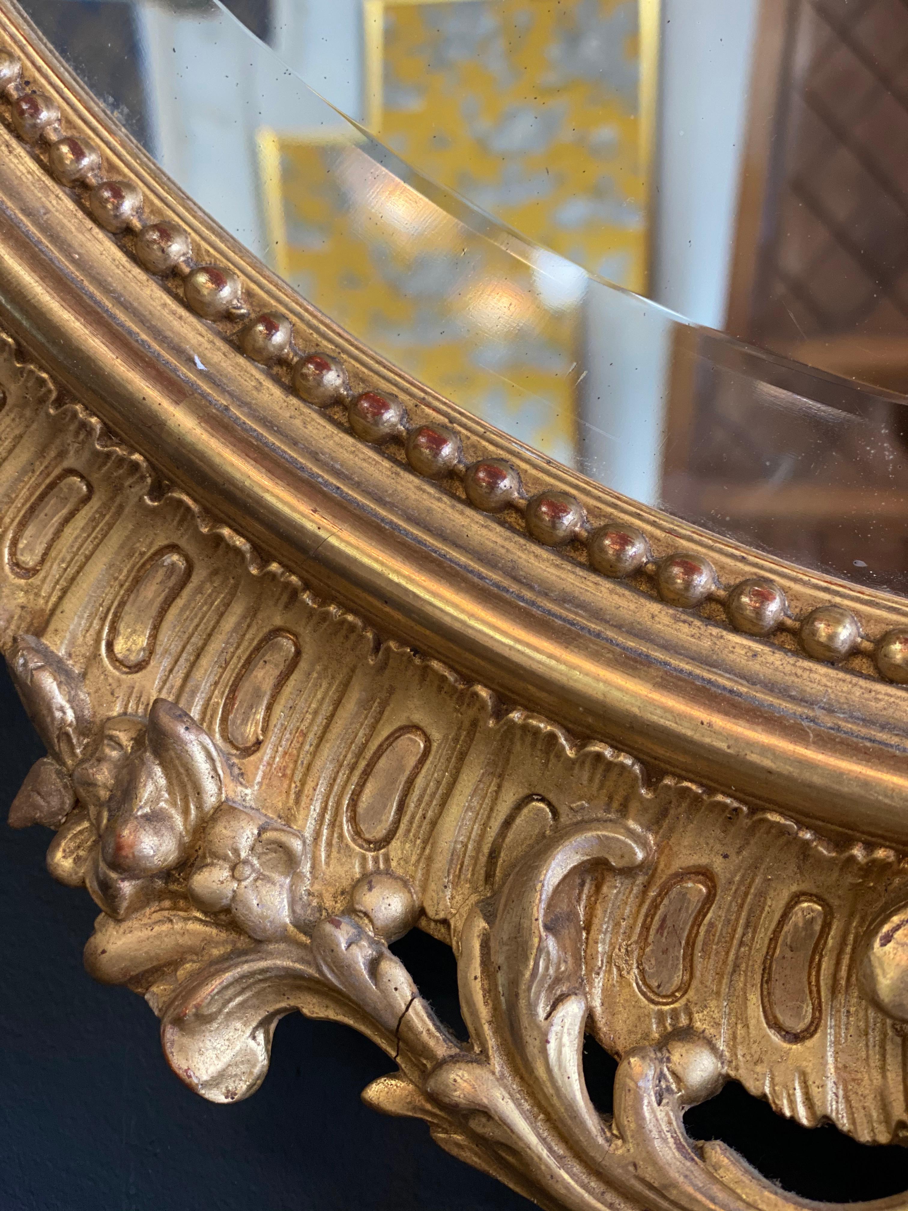 19th Century Napoleon III Gilded Oval Mirror For Sale 2