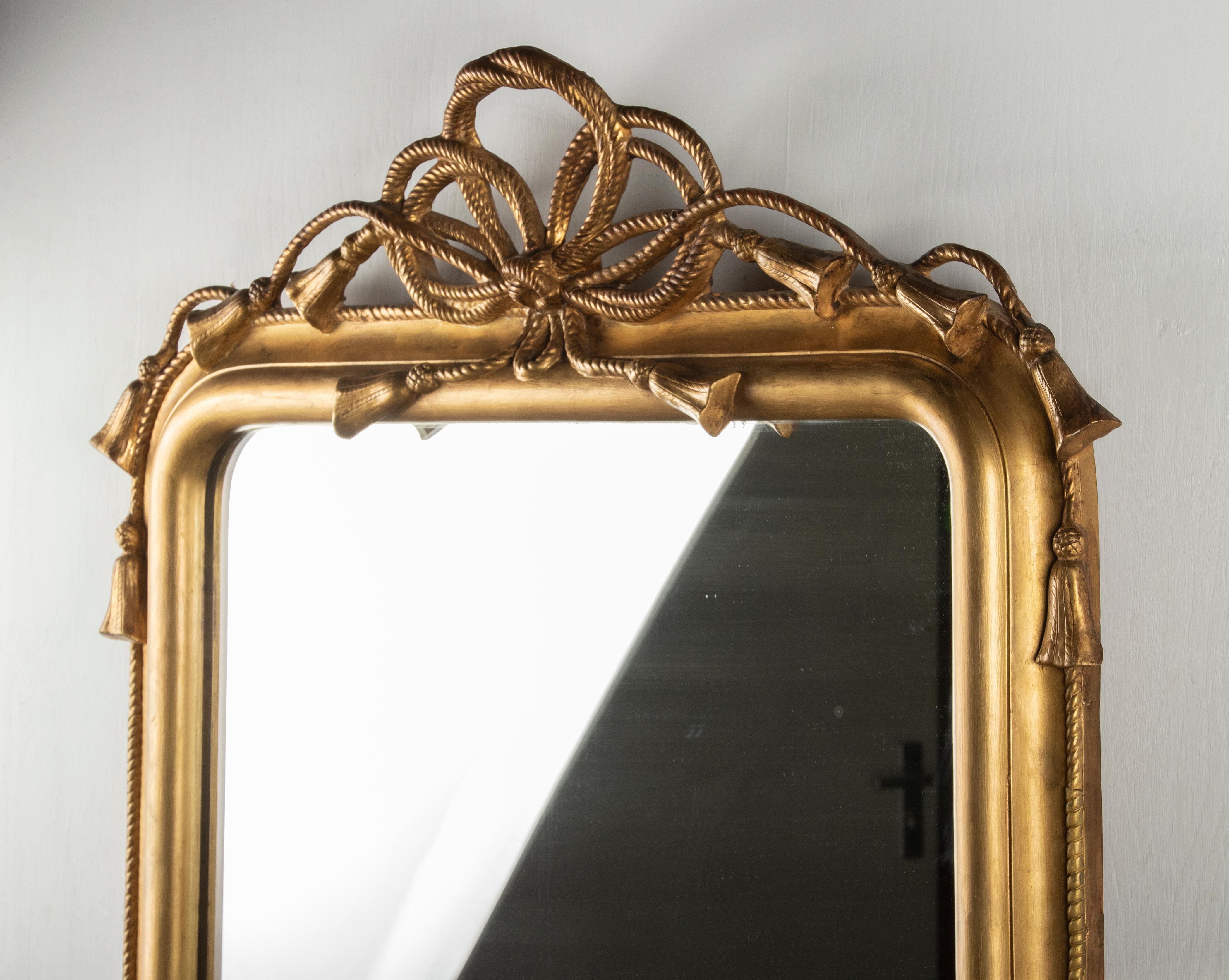19th Century Napoleon III Gilded Wall Mirror with Rope and Tassels For Sale 10