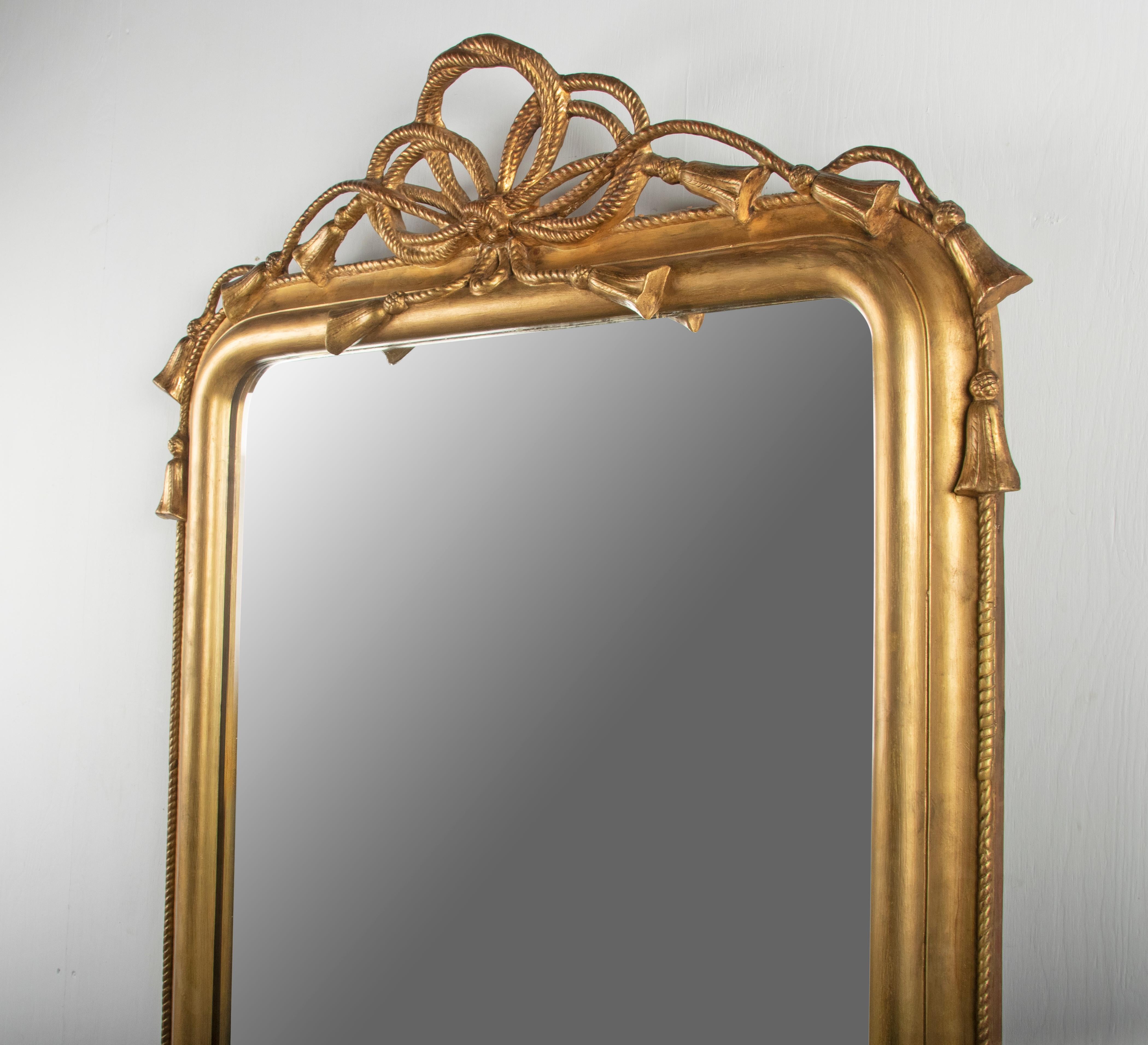 19th Century Napoleon III Gilded Wall Mirror with Rope and Tassels For Sale 3