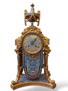 19th Century Napoleon III Gilt Bronze and Cloisonné Enamel Mantel Garniture