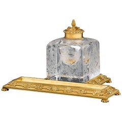 19th Century Napoleon III Gilt Bronze and Colorless Glass Standish