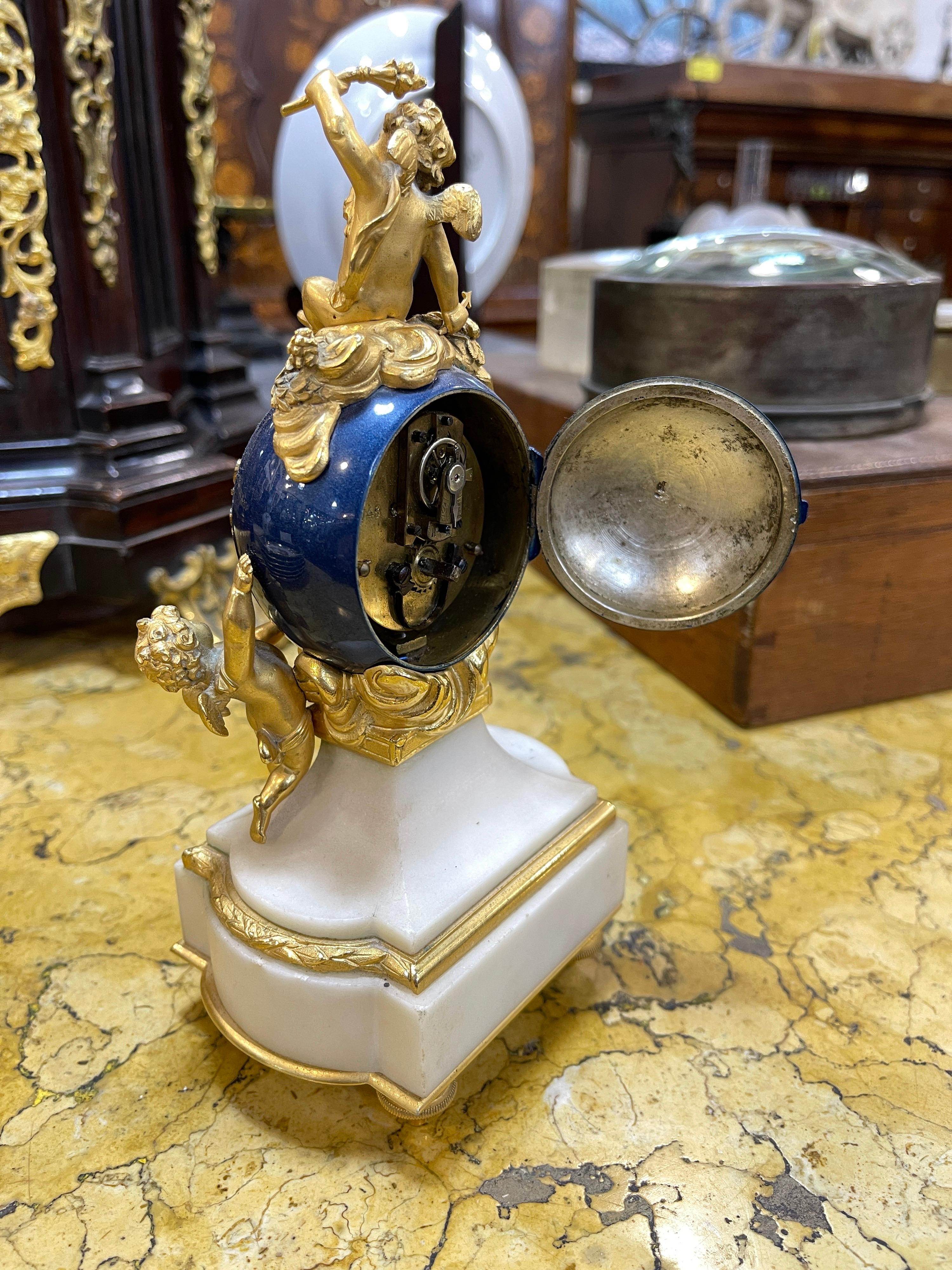 19th Century Napoleon III Gilt Bronze Marble Table Clock, 1890s 4