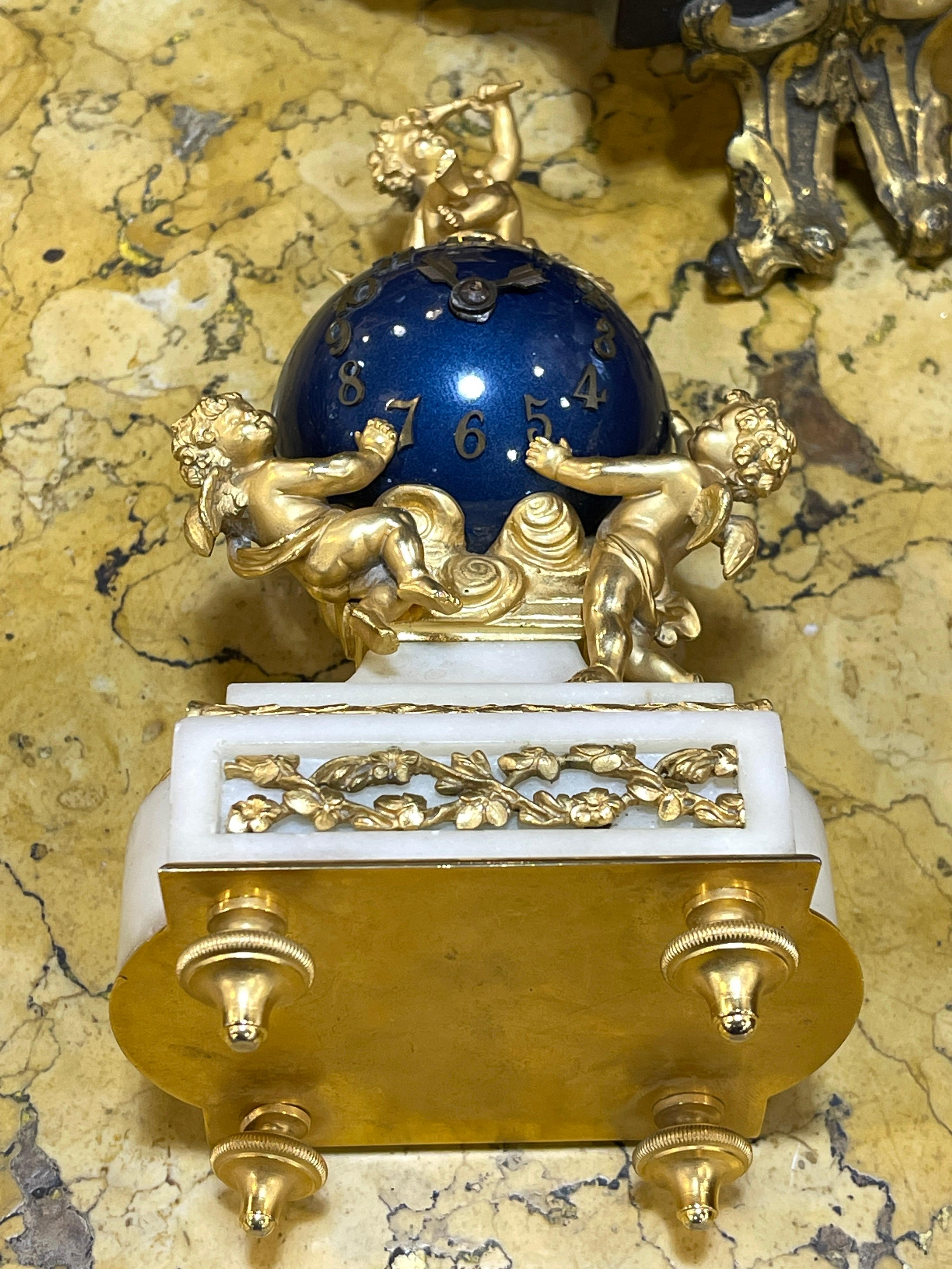 19th Century Napoleon III Gilt Bronze Marble Table Clock, 1890s 9