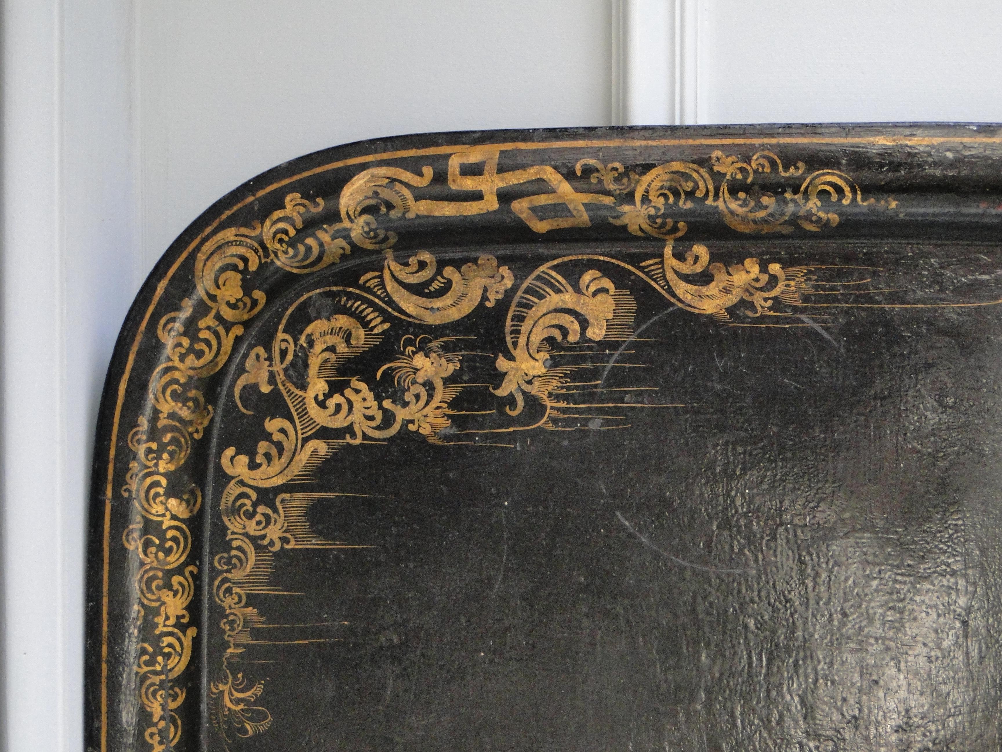 Francese Vassoio in talpa dipinto a mano Napoleone III del XIX secolo in vendita