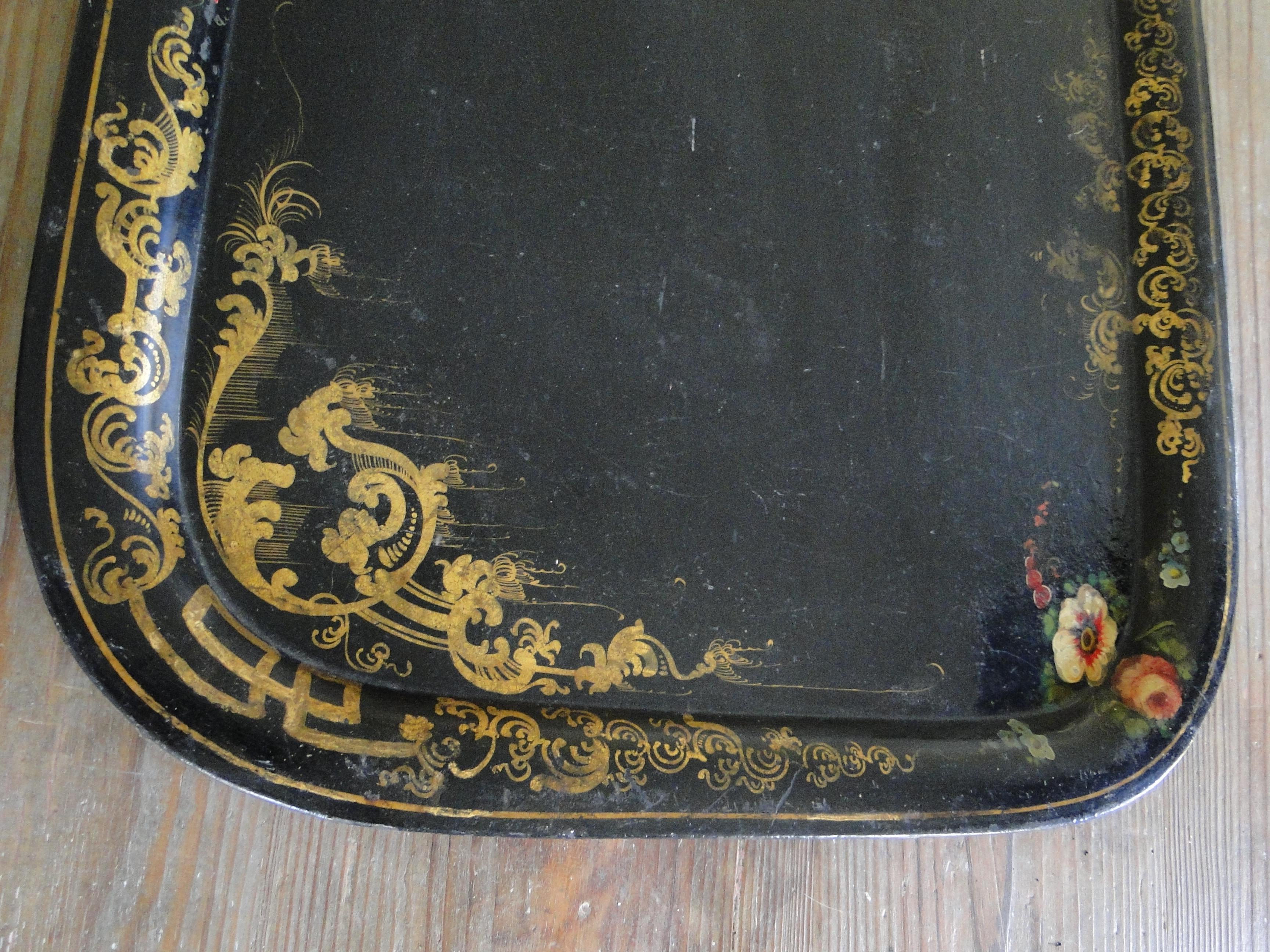 Dipinto a mano Vassoio in talpa dipinto a mano Napoleone III del XIX secolo in vendita
