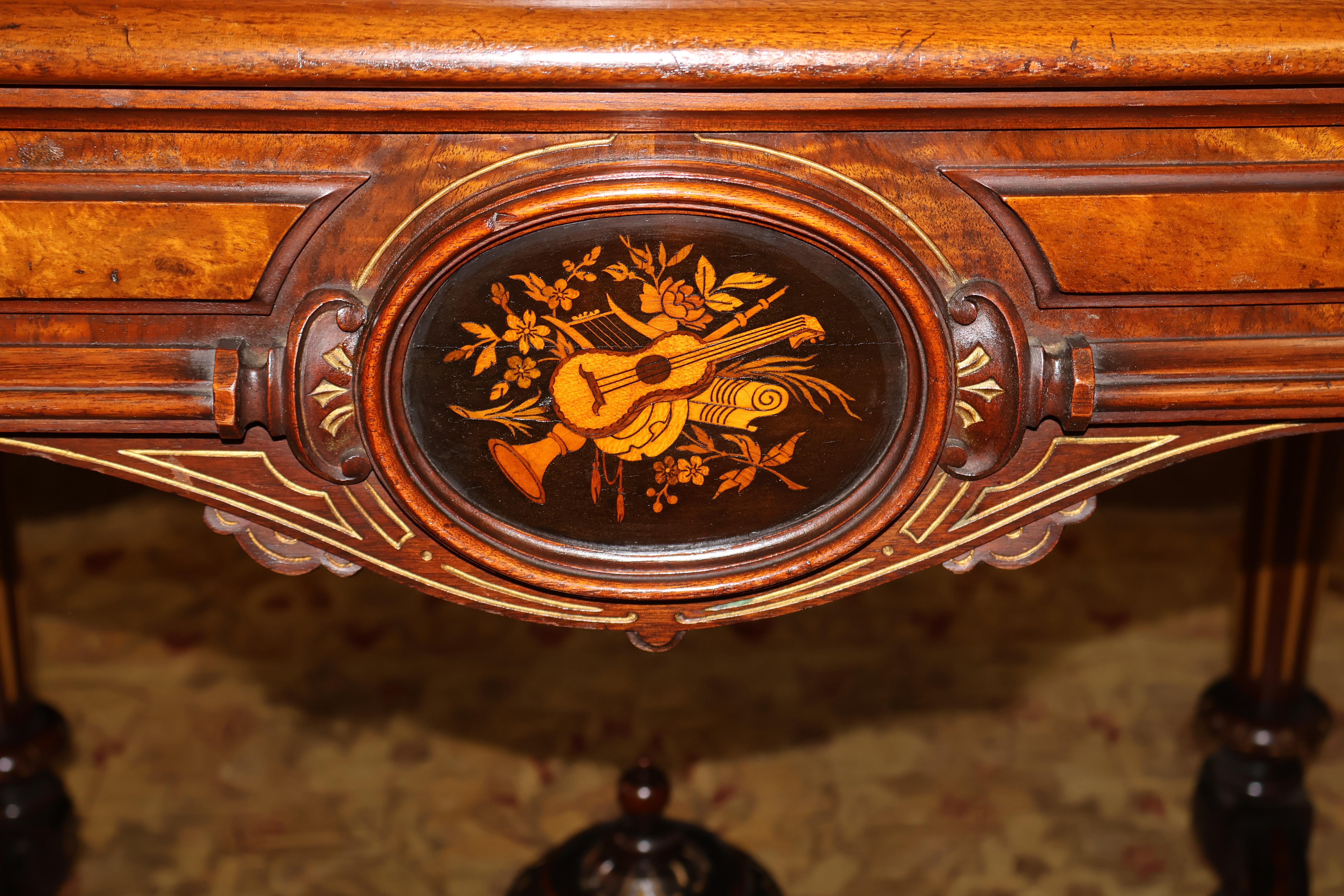 19th Century Napoleon III Inlaid Rosewood Occasional Center Entry Table For Sale 11