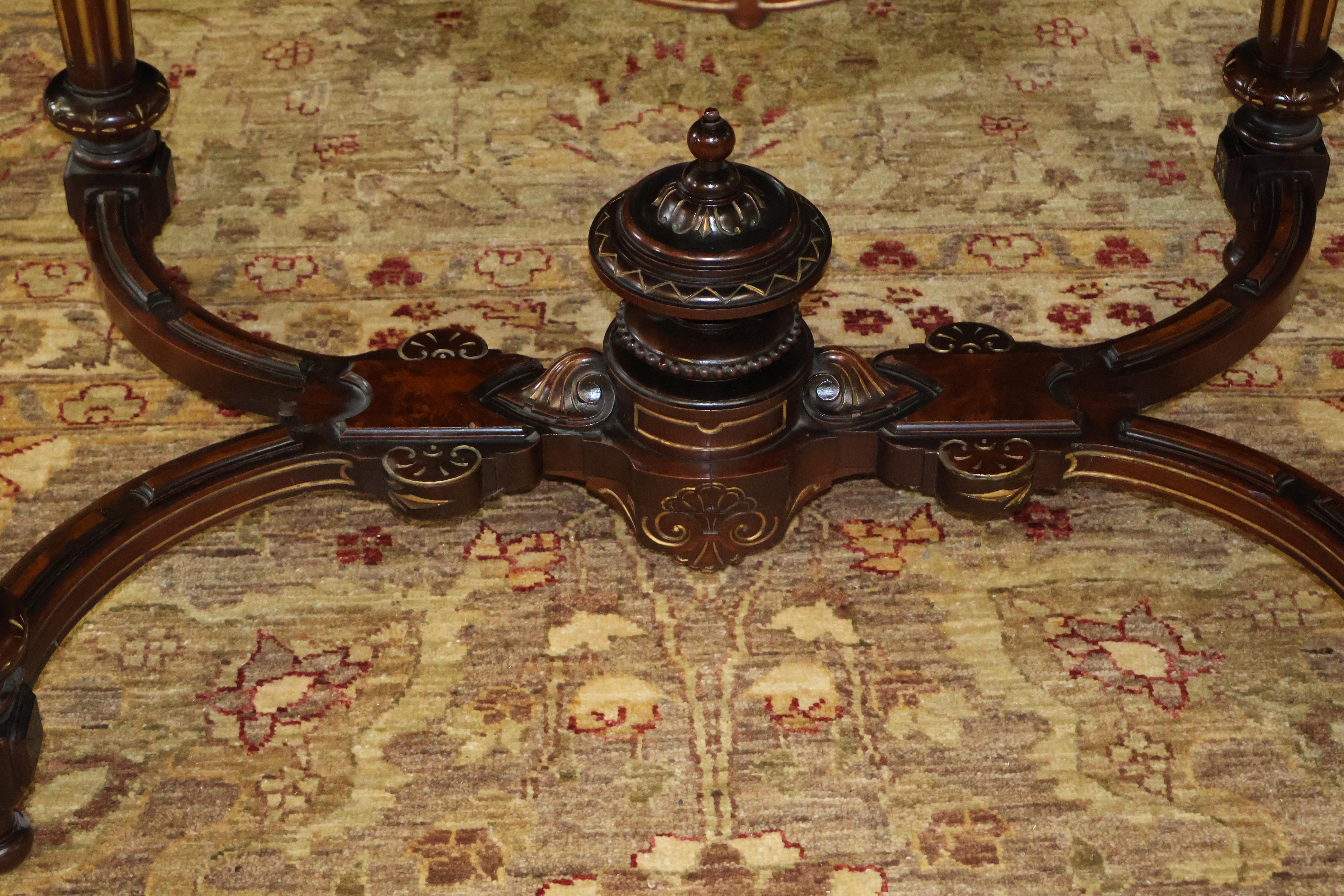 19th Century Napoleon III Inlaid Rosewood Occasional Center Entry Table For Sale 5