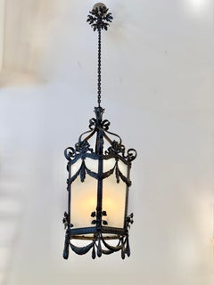 19th Century Napoleon III Iron and Tole Metal Lantern