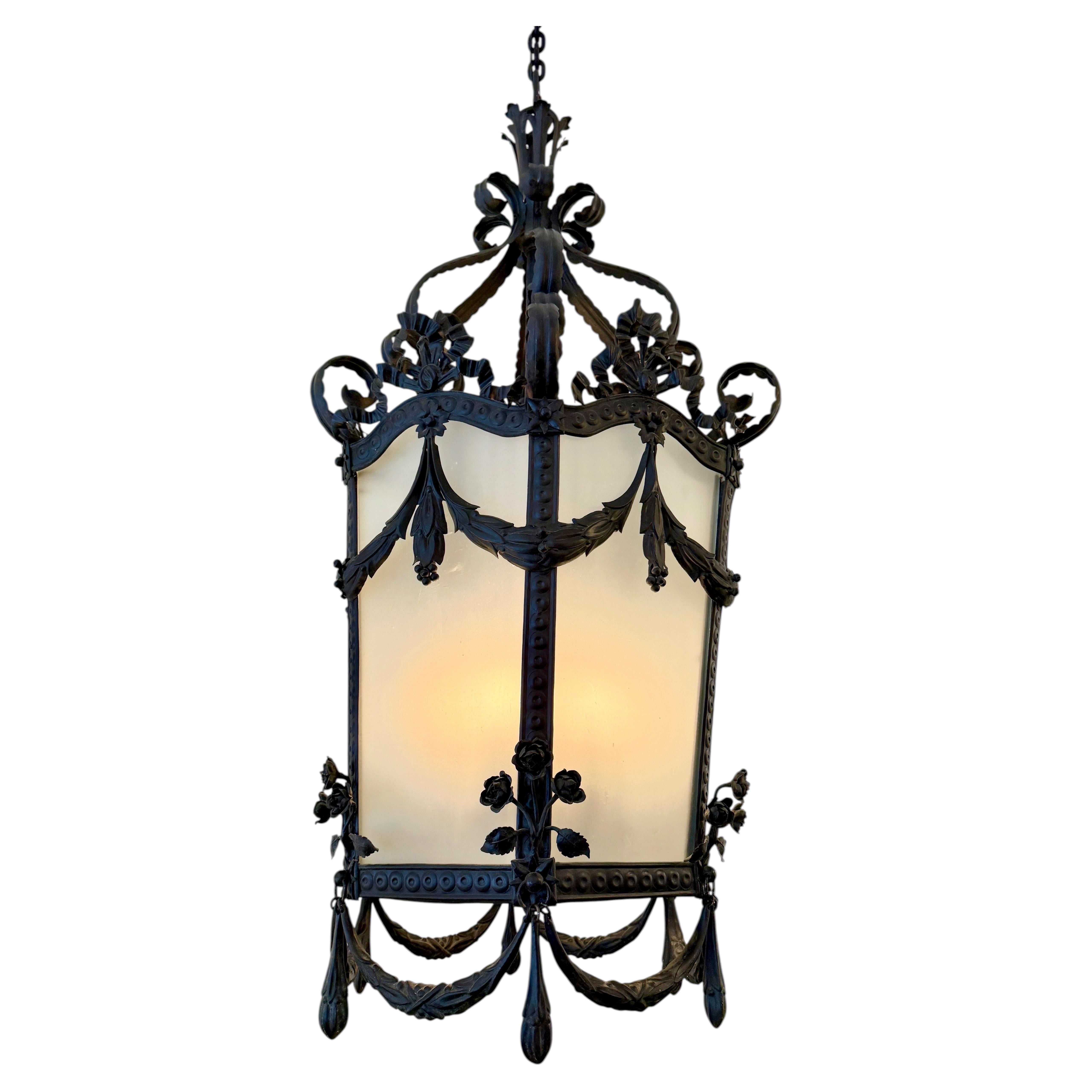 19th Century Napoleon III Iron and Tole Metal Lantern