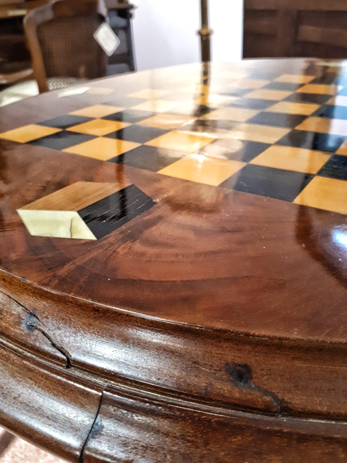 Inlay 19th Century Napoleon III Flame Mahogany Inlaid Game Table Restored LAST PRICE For Sale