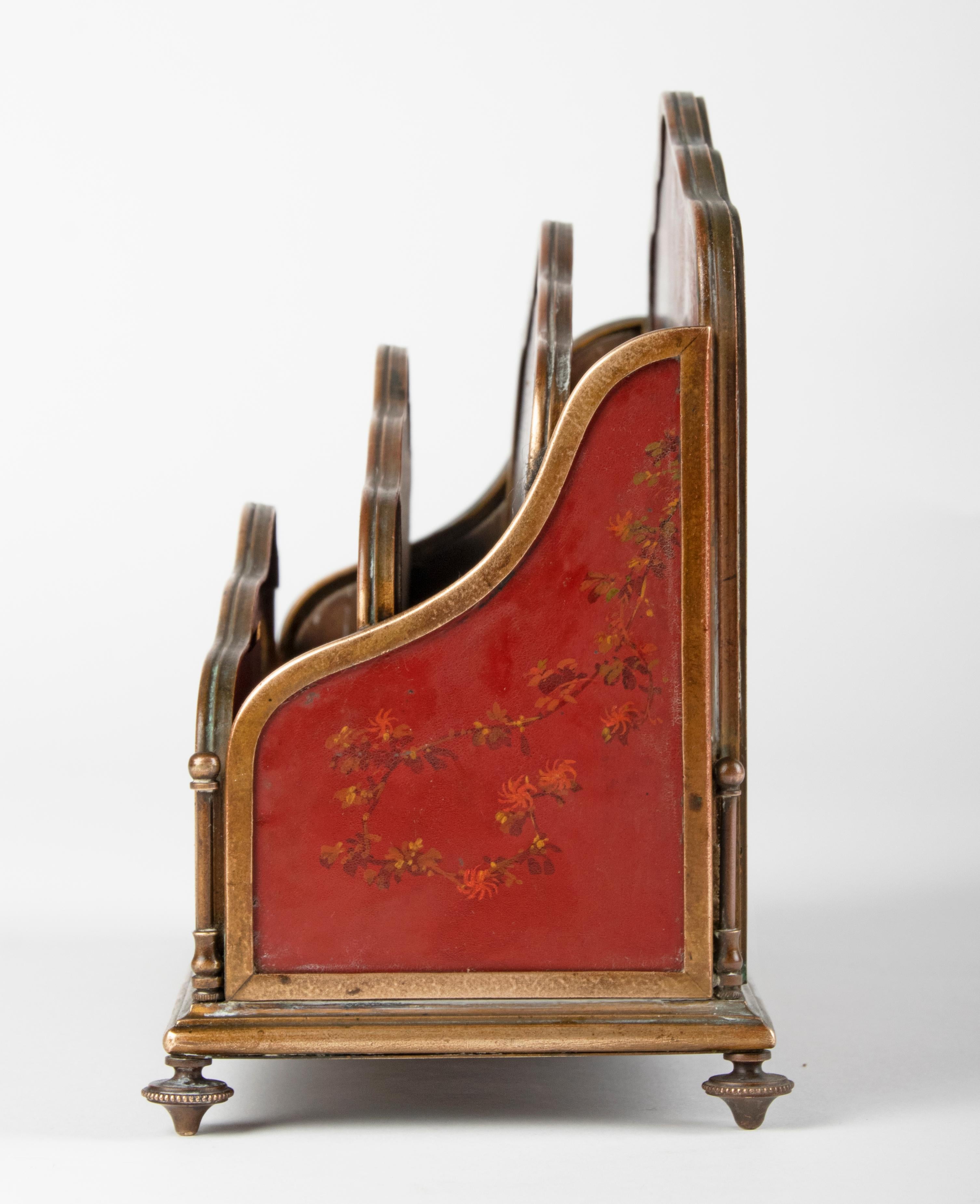 19th Century Napoleon III Letter Rack with Lacquered Panels and Bronze Mounts For Sale 4