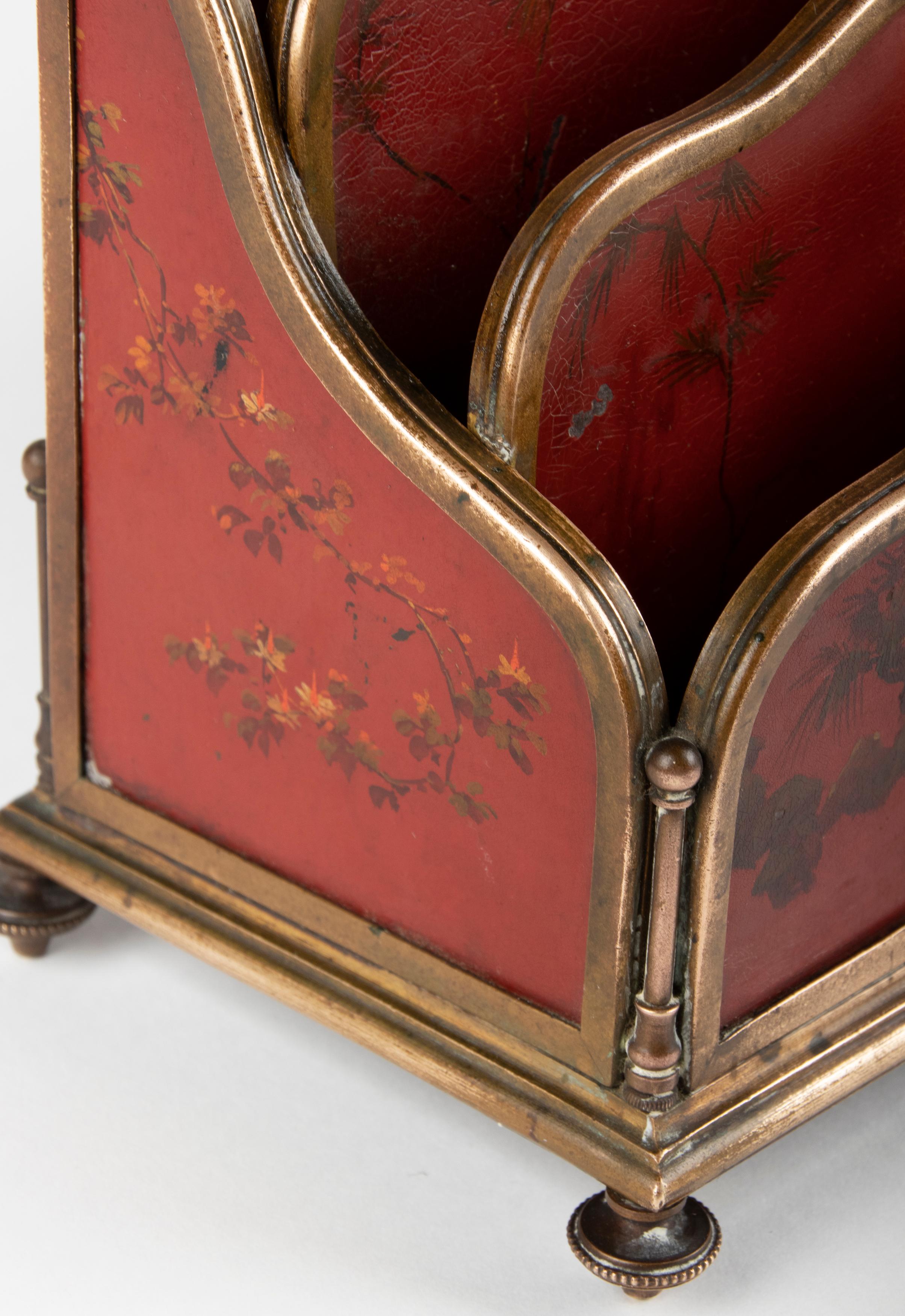 19th Century Napoleon III Letter Rack with Lacquered Panels and Bronze Mounts 10