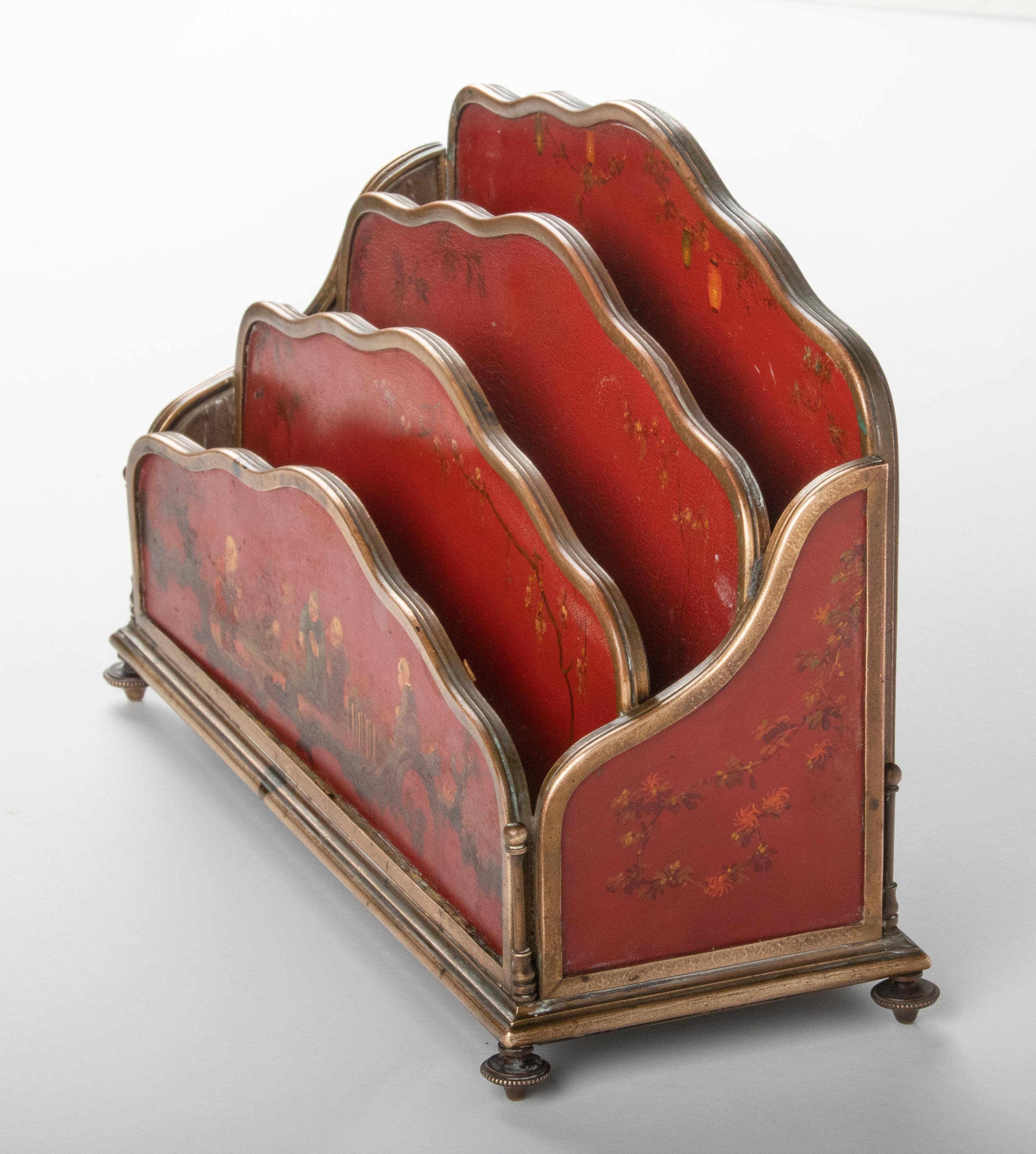 19th Century Napoleon III Letter Rack with Lacquered Panels and Bronze Mounts 13