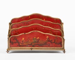 19th Century Napoleon III Letter Rack with Lacquered Panels and Bronze Mounts