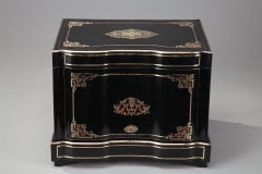 19th Century Napoleon III Liquor Cellar in Ebony with Brass Inlay